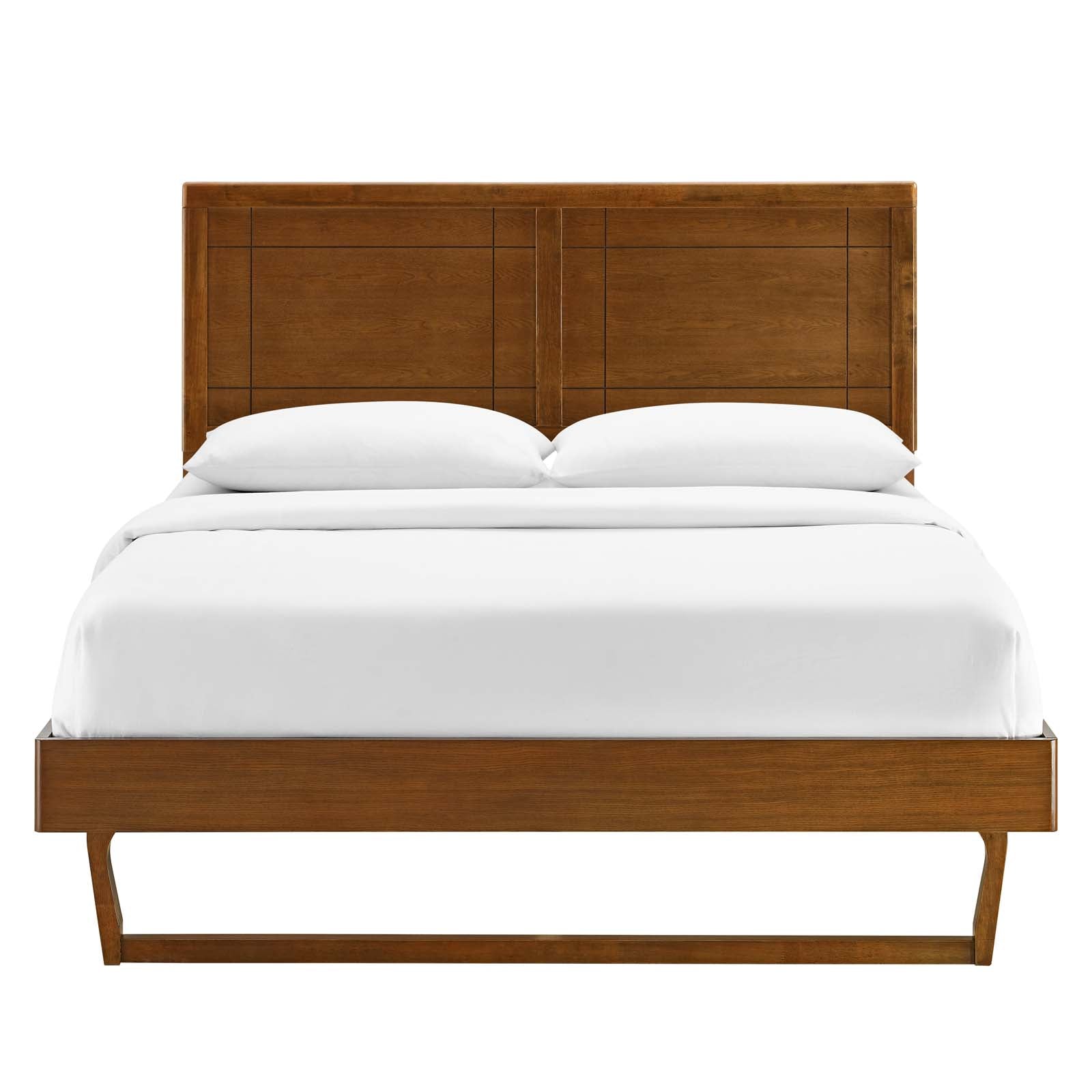 Modway Beds - Marlee Queen Wood Platform Bed With Angular Frame Walnut