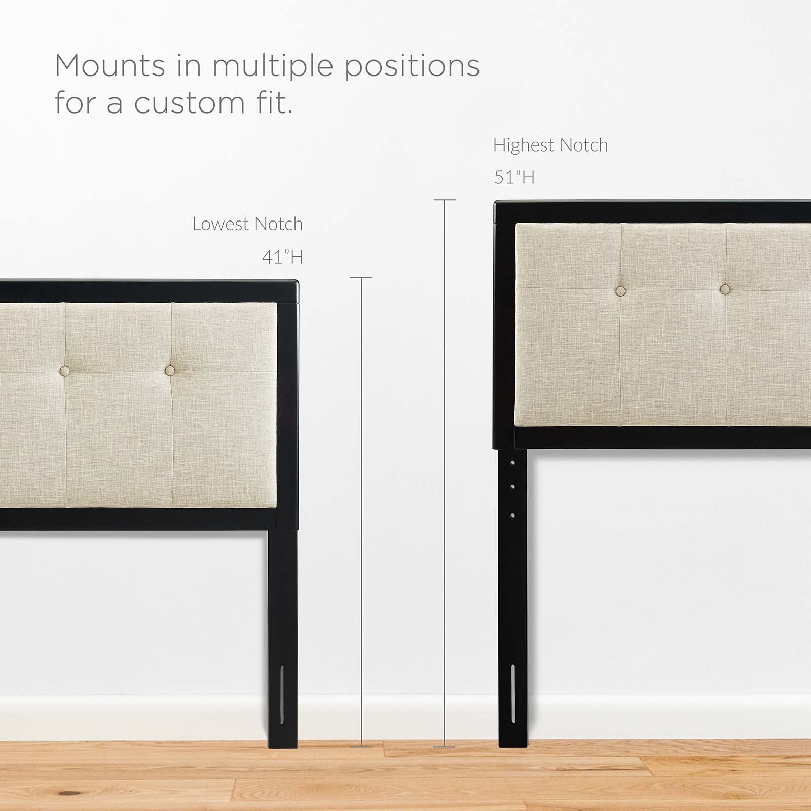 Modway Beds - Willow Queen Wood Platform Bed With Angular Frame Black Beige