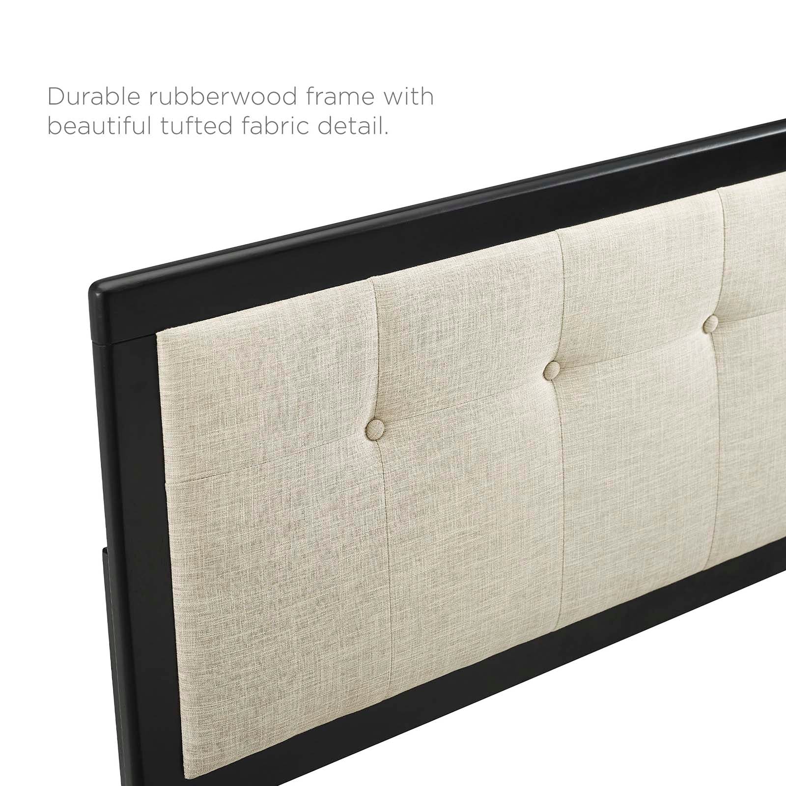 Modway Beds - Willow Queen Wood Platform Bed With Angular Frame Black Beige