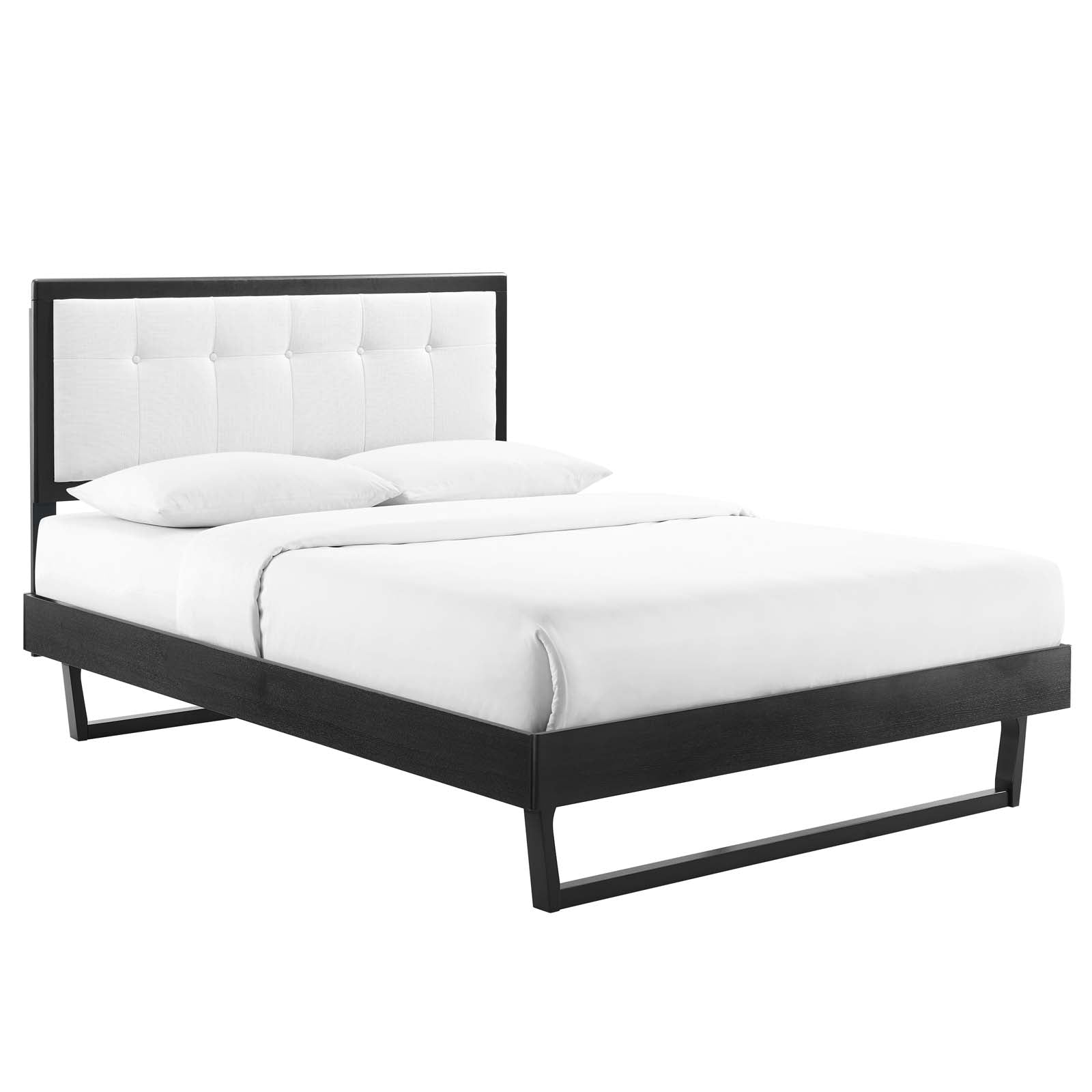 Modway Beds - Willow Queen Wood Platform Bed With Angular Frame Black White