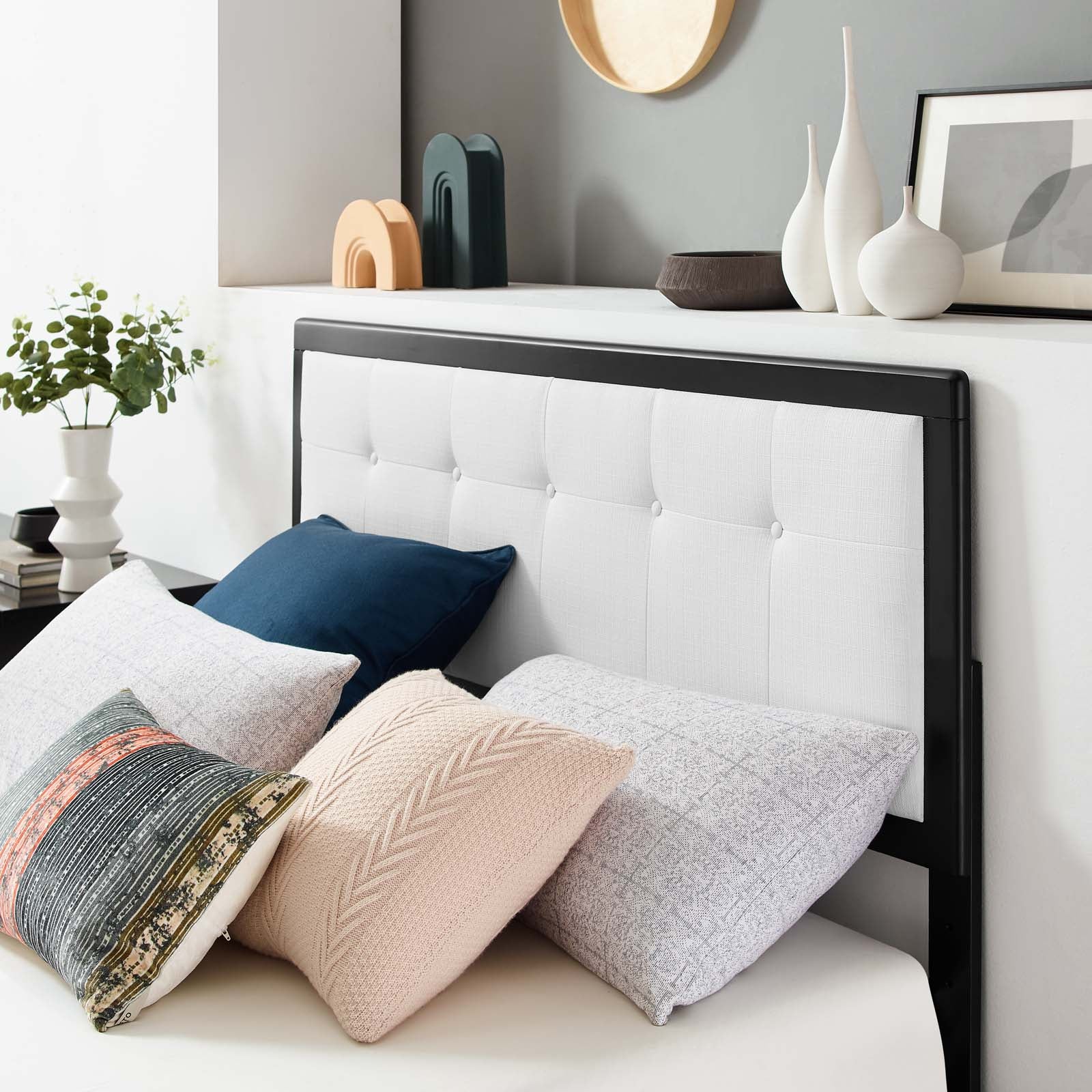 Modway Beds - Willow Queen Wood Platform Bed With Angular Frame Black White