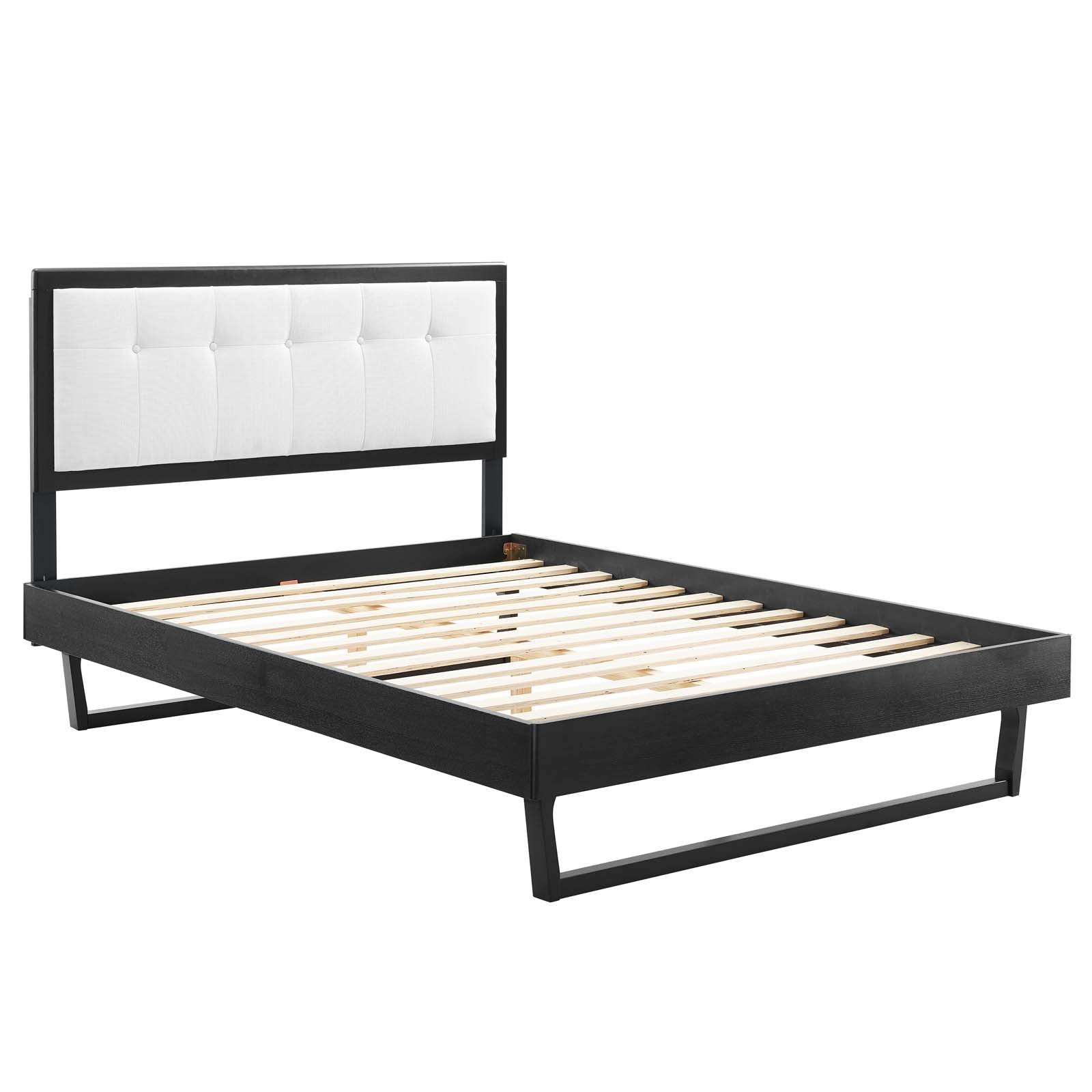 Modway Beds - Willow Queen Wood Platform Bed With Angular Frame Black White