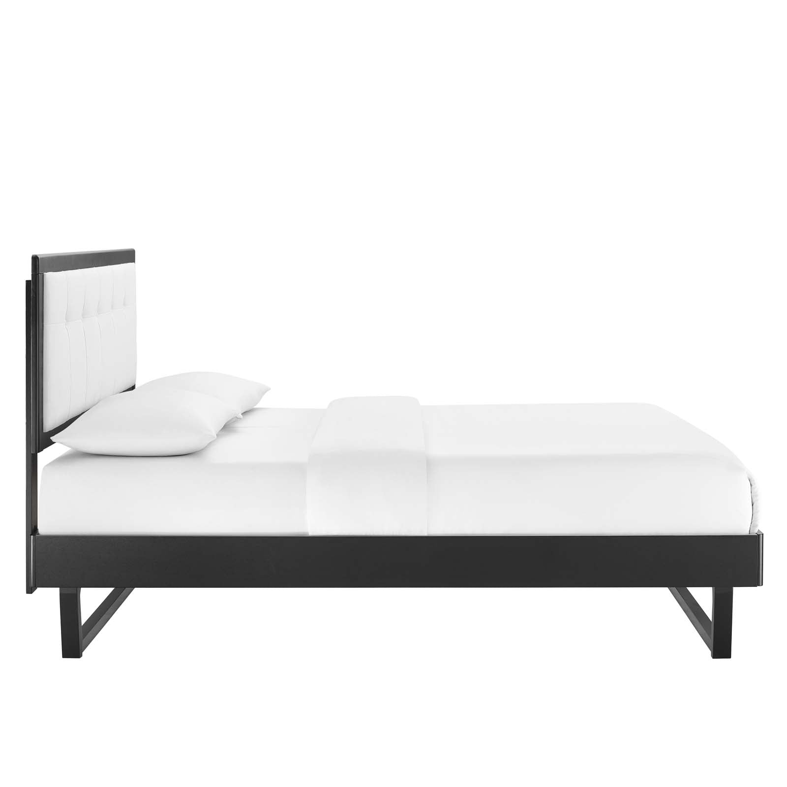 Modway Beds - Willow Queen Wood Platform Bed With Angular Frame Black White