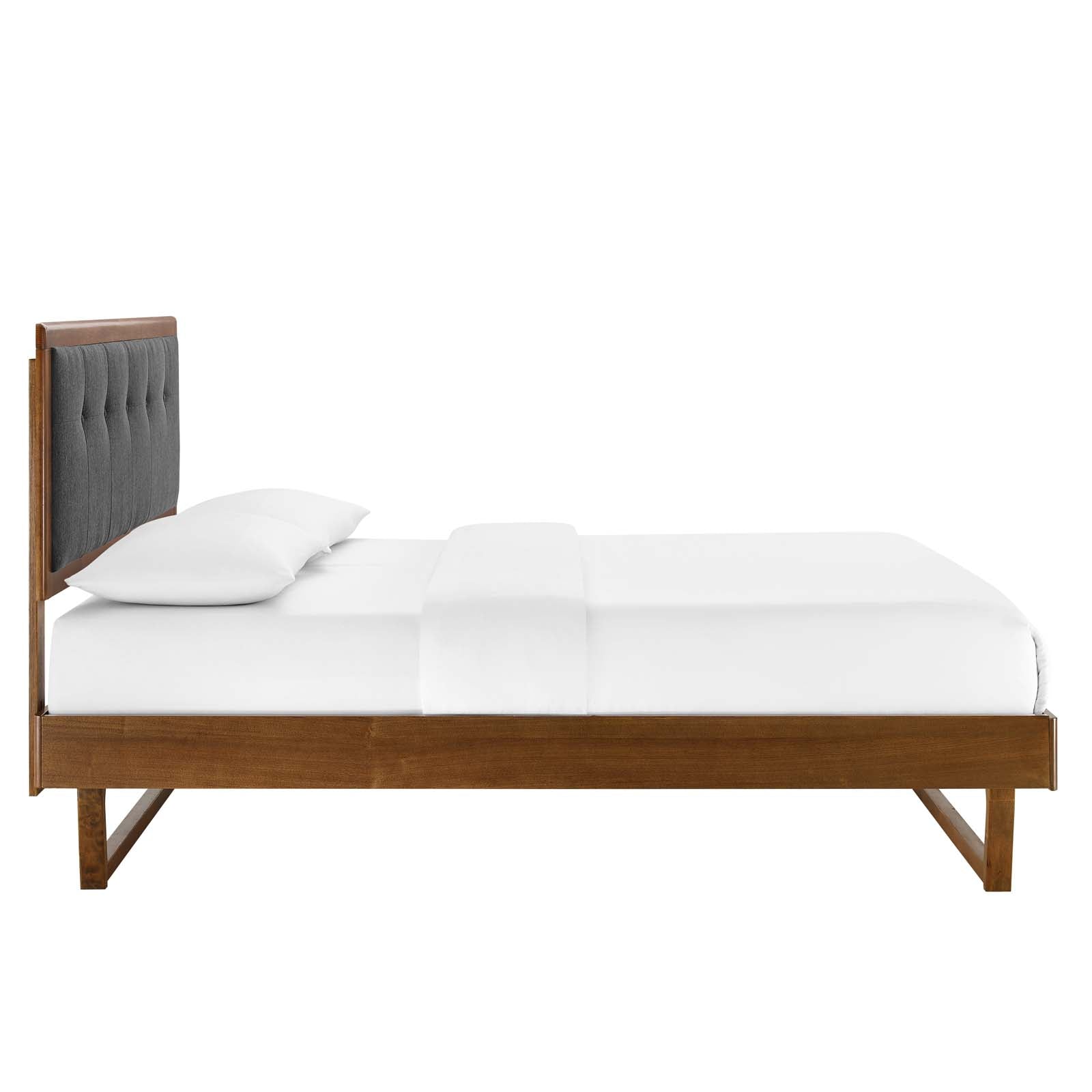 Modway Beds - Willow Queen Wood Platform Bed With Angular Frame Walnut Charcoal