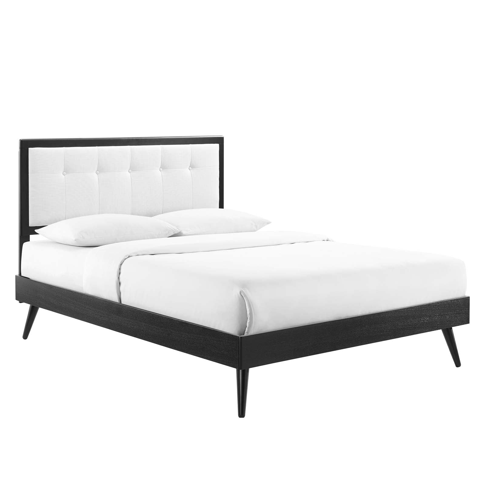 Modway Beds - Willow Queen Wood Platform Bed With Splayed Legs Black White