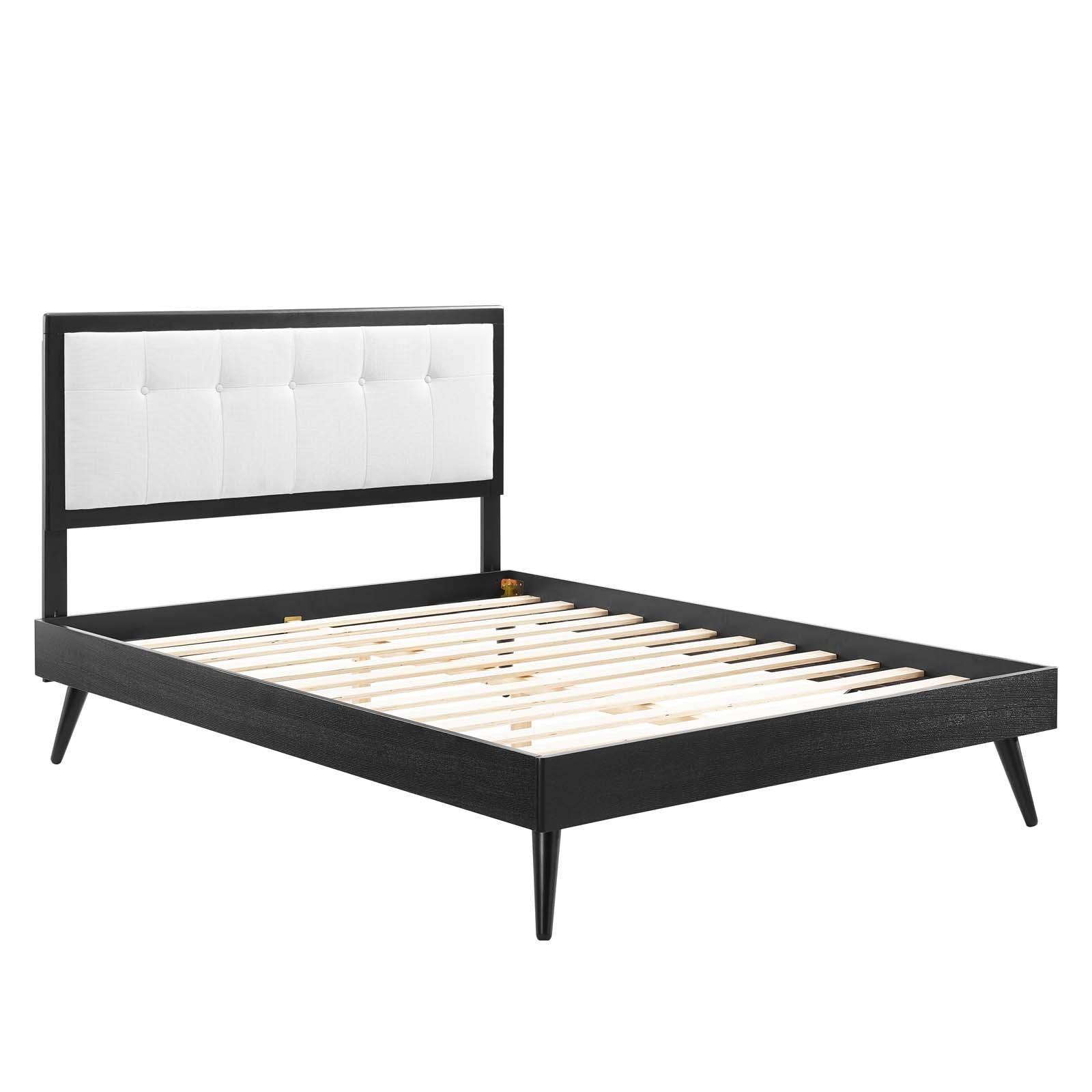 Modway Beds - Willow Queen Wood Platform Bed With Splayed Legs Black White