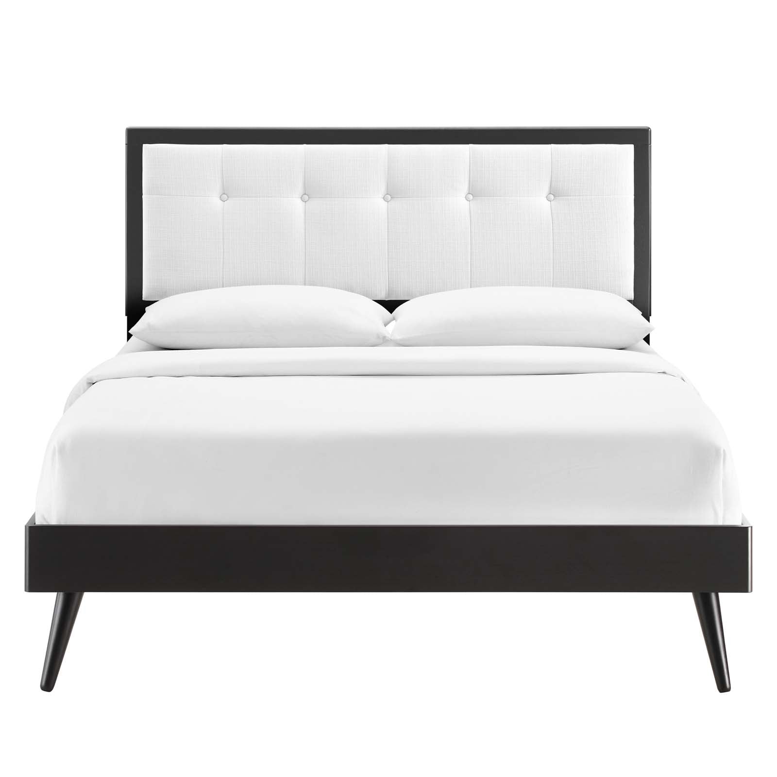 Modway Beds - Willow Queen Wood Platform Bed With Splayed Legs Black White