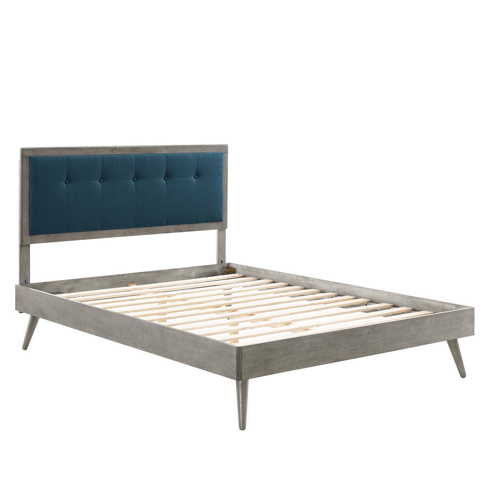 Modway Beds - Willow Queen Wood Platform Bed With Splayed Legs Gray Azure