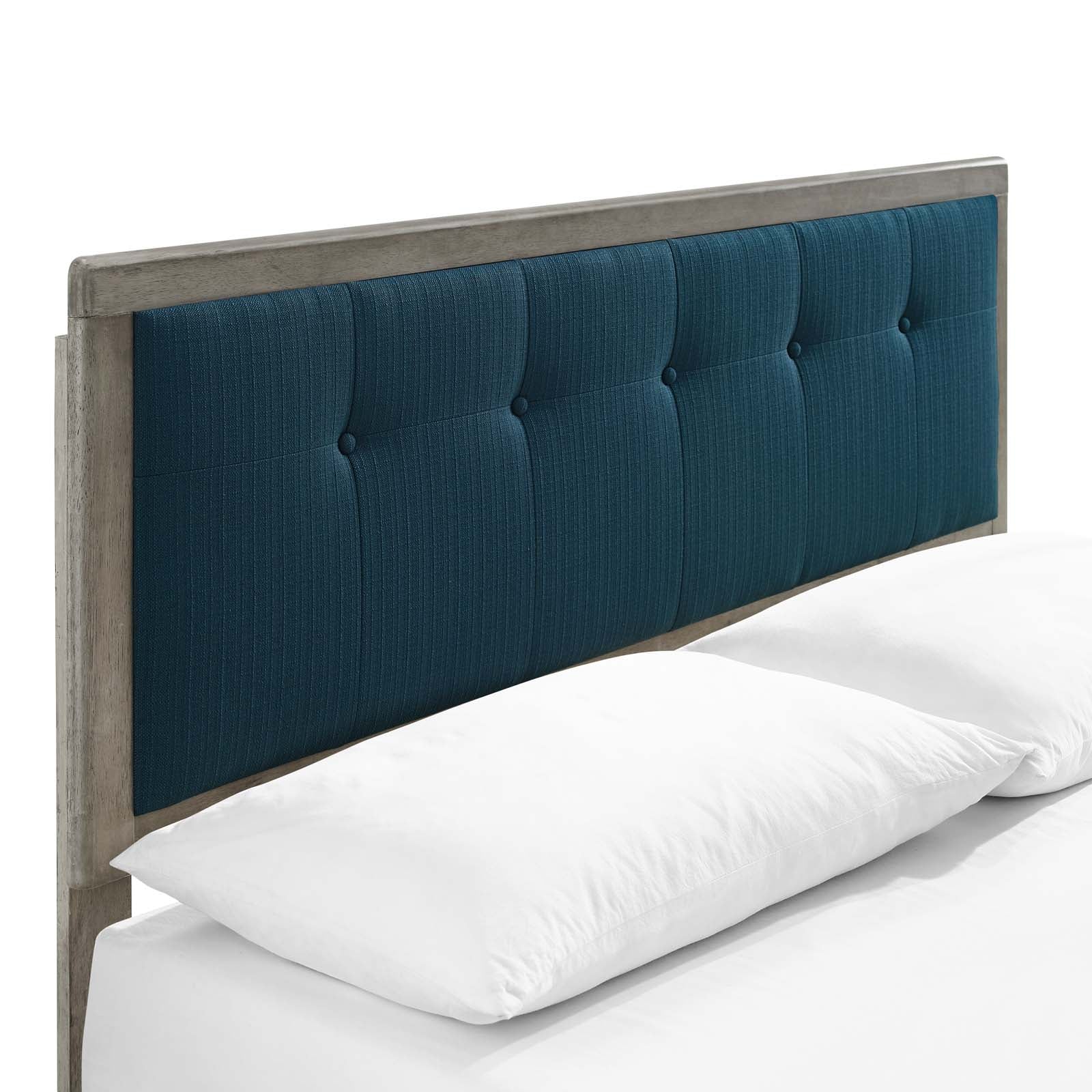 Modway Beds - Willow Queen Wood Platform Bed With Splayed Legs Gray Azure