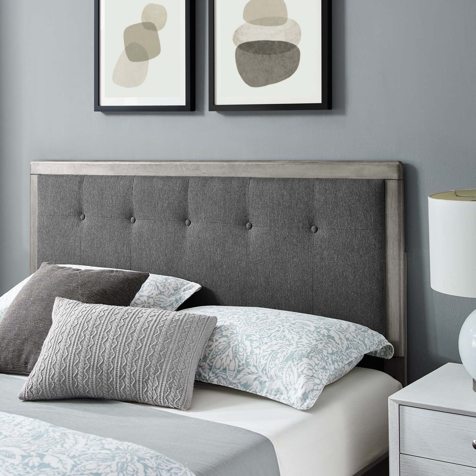 Modway Beds - Willow Queen Wood Platform Bed With Splayed Legs Gray Charcoal