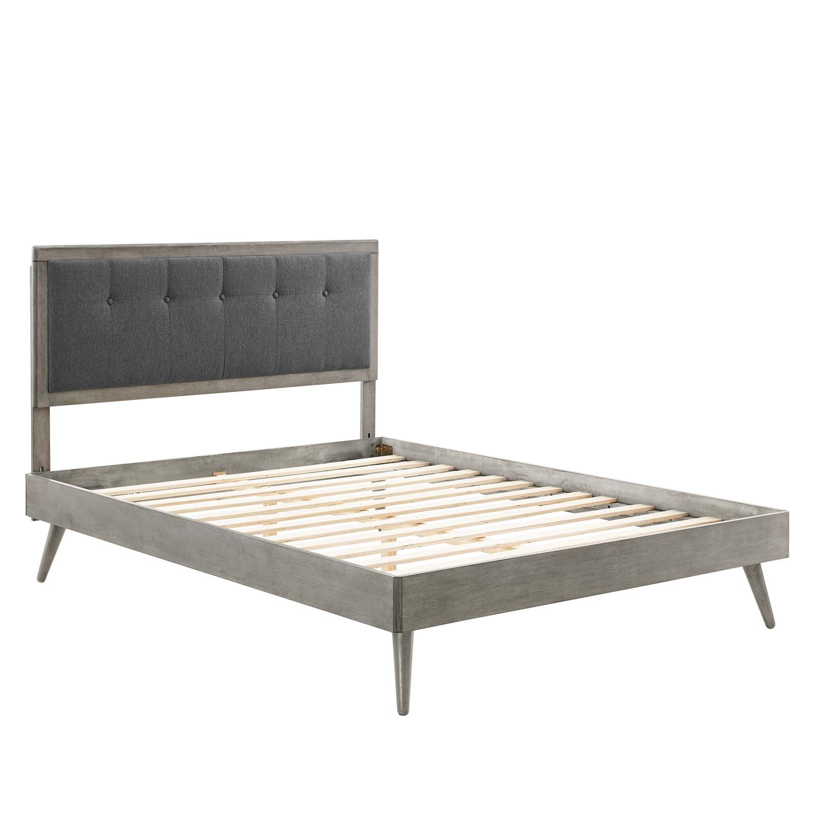 Modway Beds - Willow Queen Wood Platform Bed With Splayed Legs Gray Charcoal