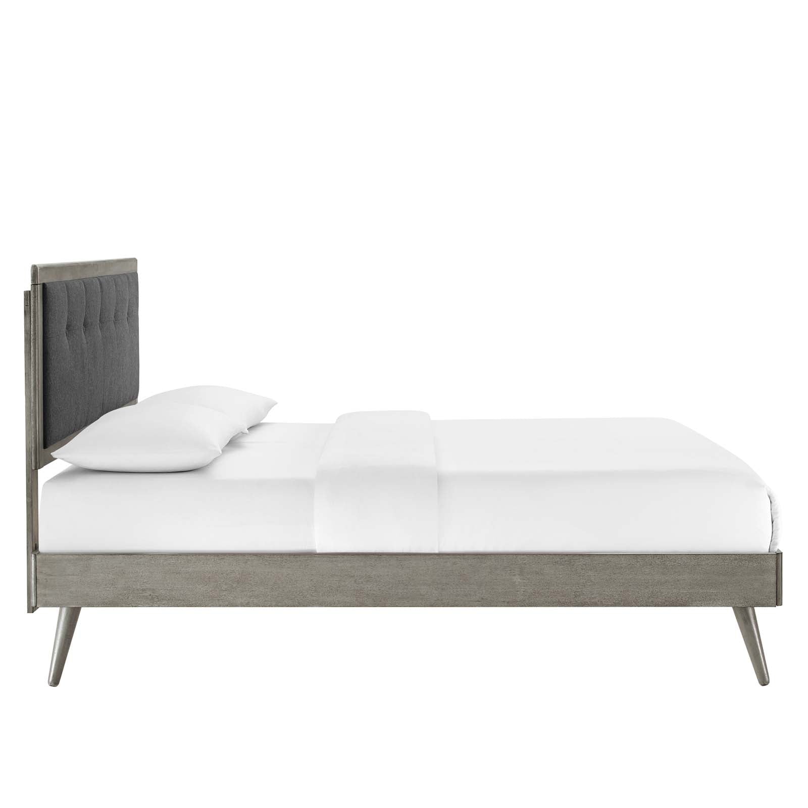Modway Beds - Willow Queen Wood Platform Bed With Splayed Legs Gray Charcoal
