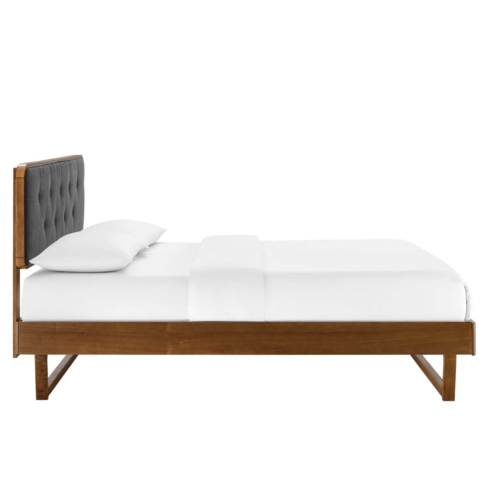 Modway Beds - Bridgette Queen Wood Platform Bed With Angular Frame Walnut Charcoal