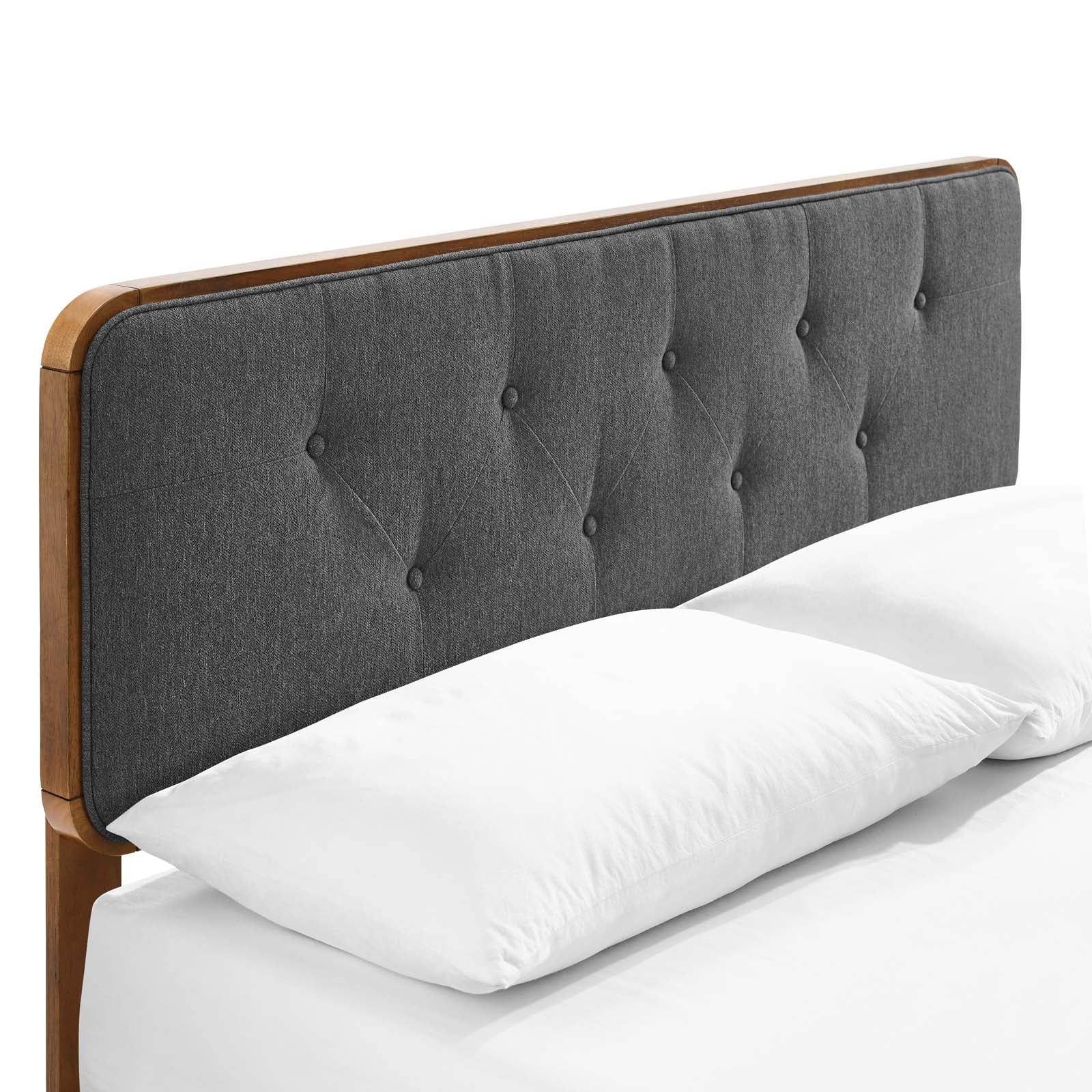 Modway Beds - Bridgette Queen Wood Platform Bed With Angular Frame Walnut Charcoal