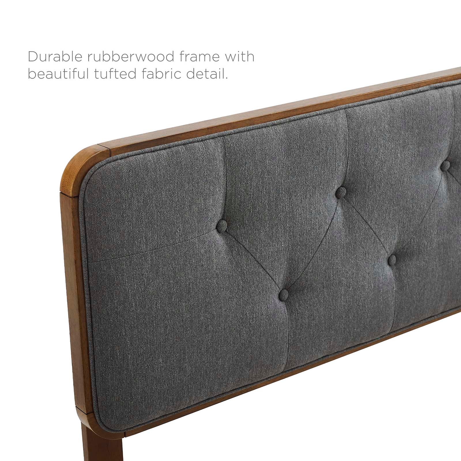 Modway Beds - Bridgette Queen Wood Platform Bed With Angular Frame Walnut Charcoal