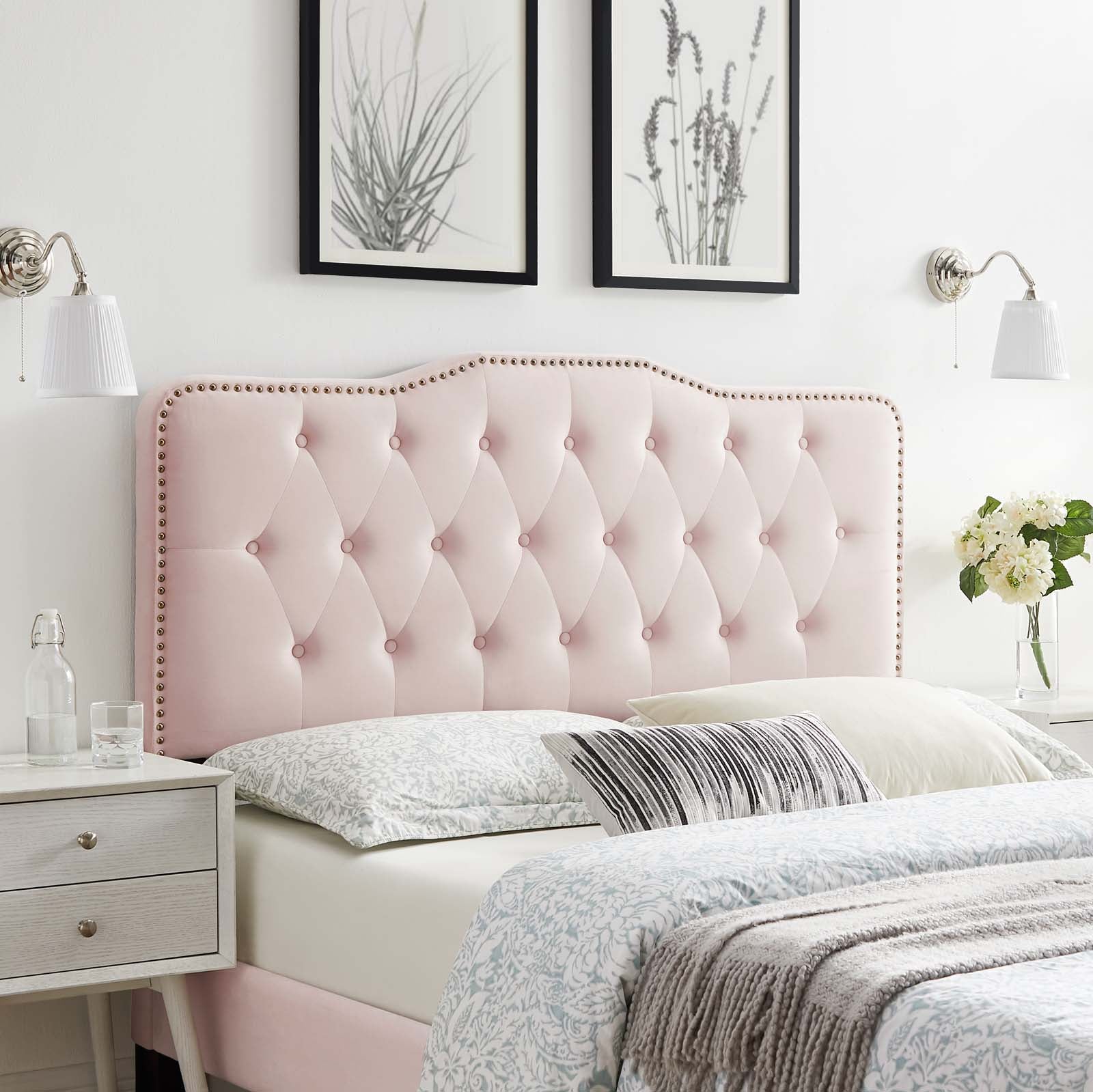 Modway Headboards - Sophia Tufted Performance Velvet Full/Queen Headboard Pink