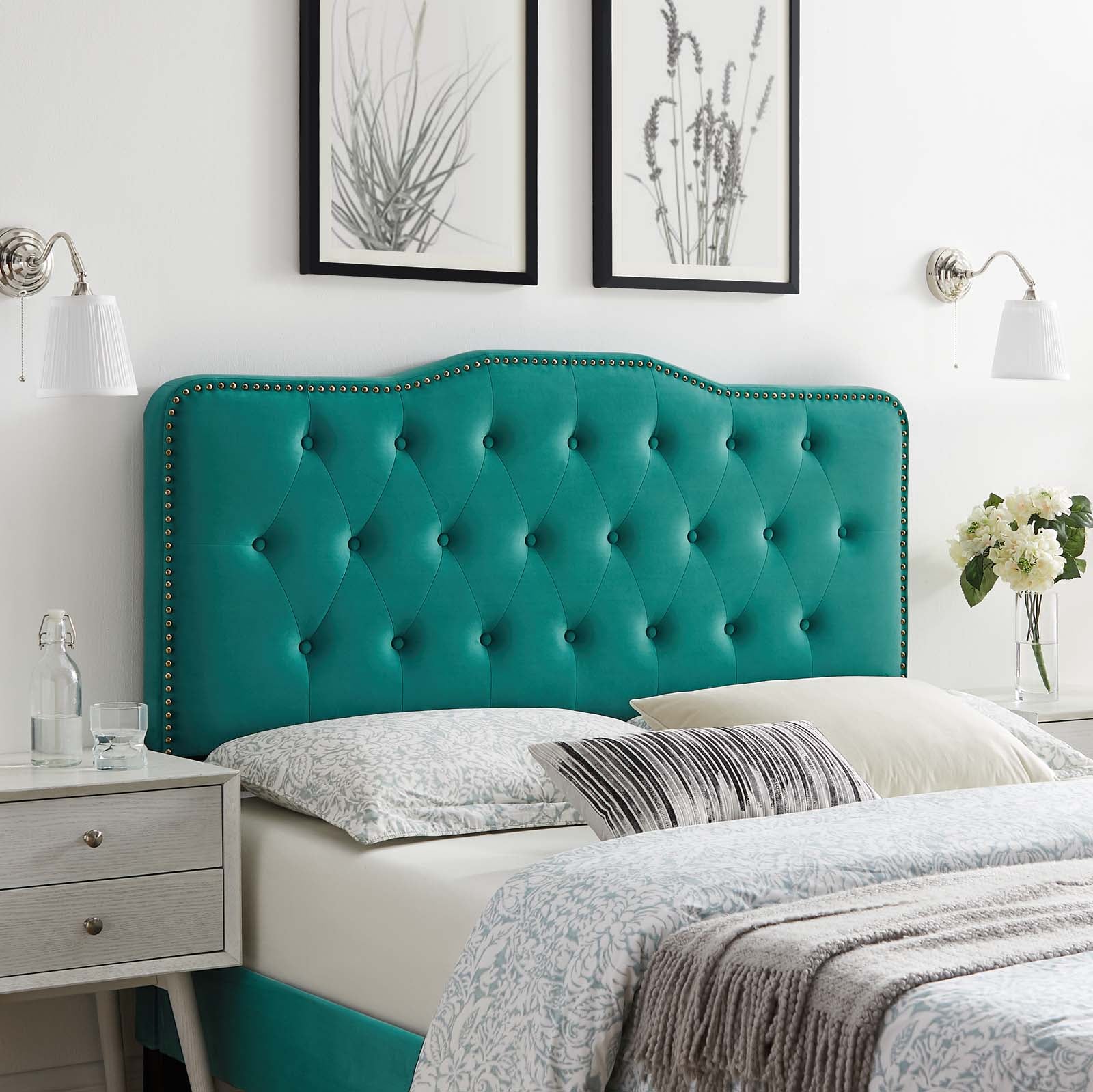 Modway Headboards - Sophia Tufted Performance Velvet King/California King Headboard Teal