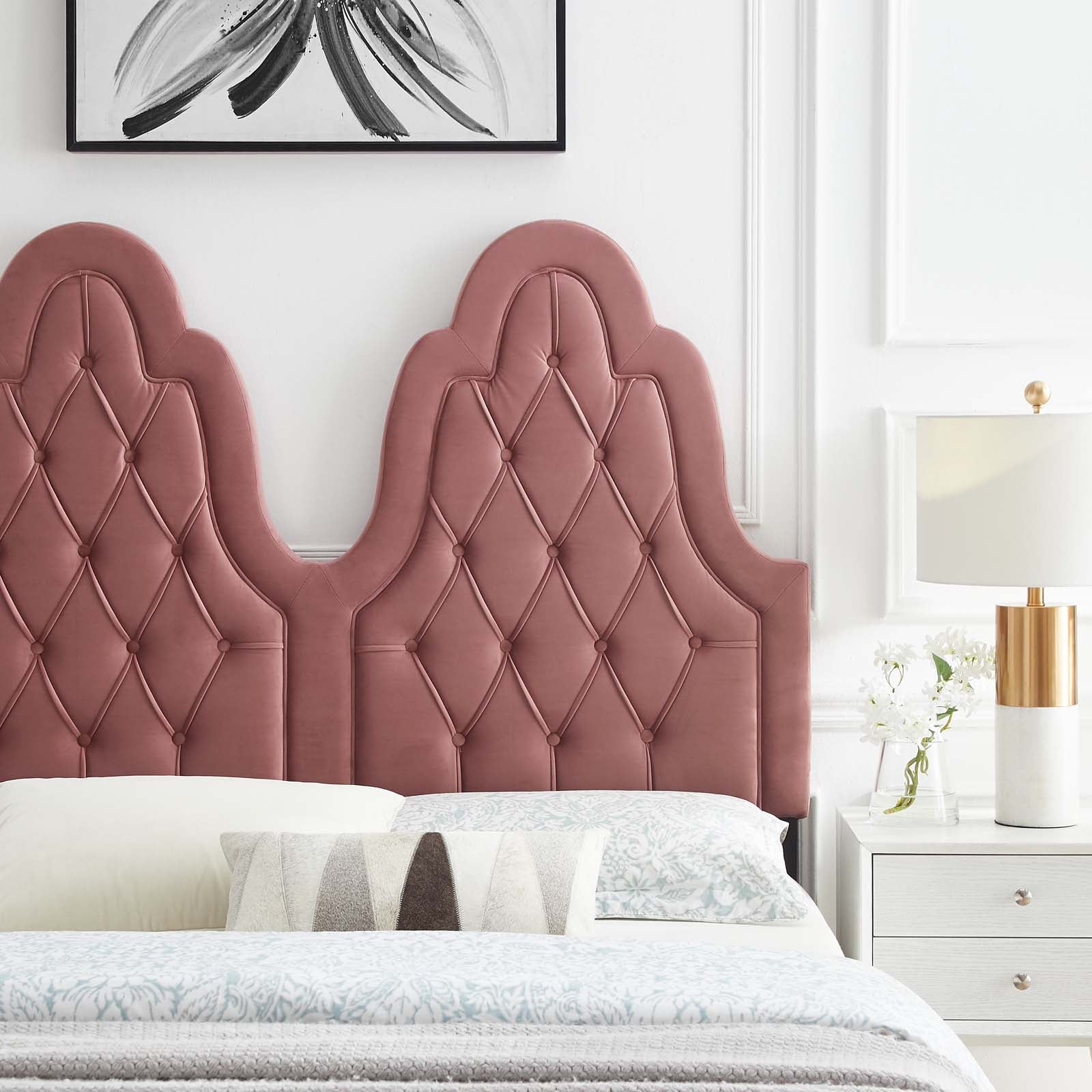 Modway Headboards - Augustine Tufted Performance Velvet Twin Headboard Dusty Rose