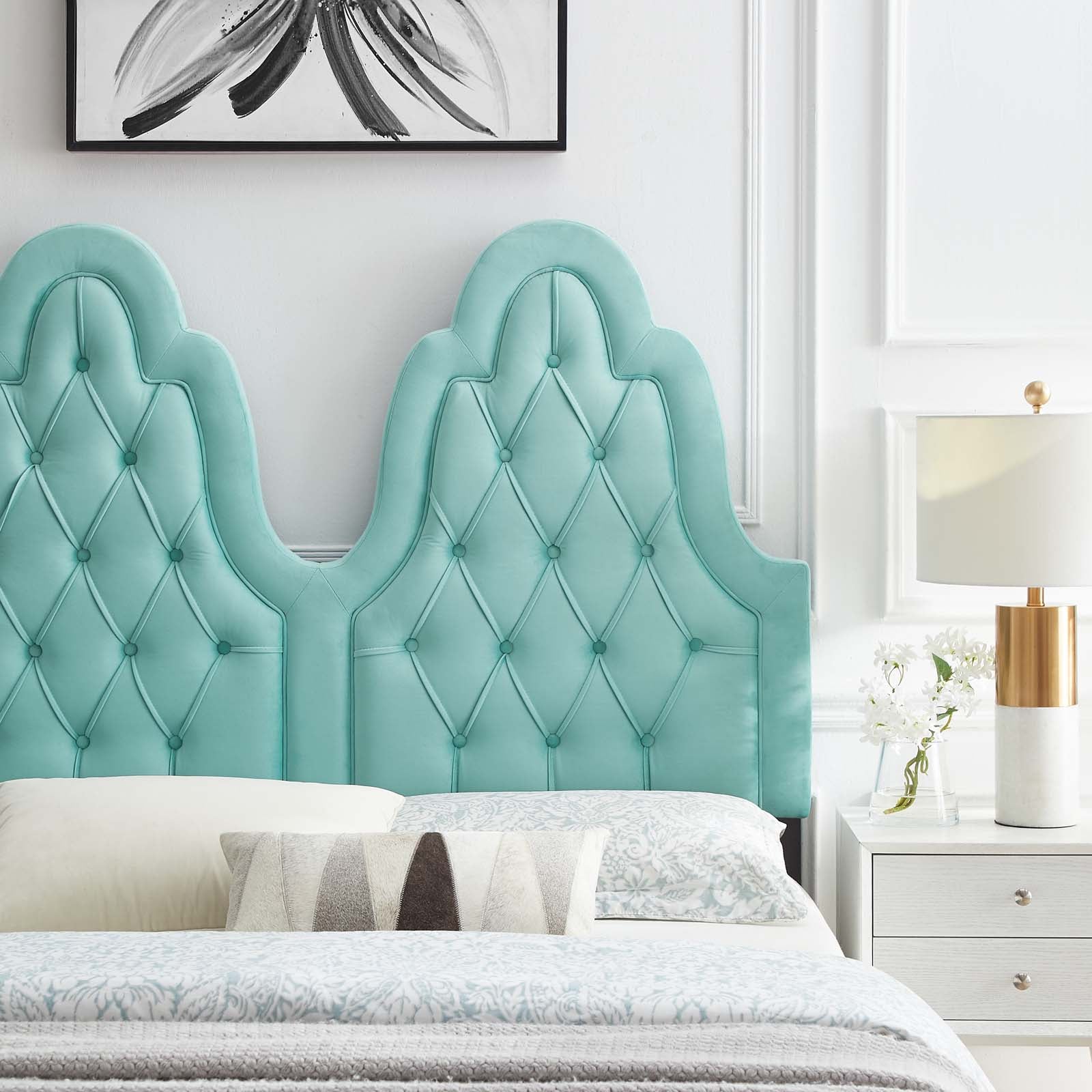 Modway Headboards - Augustine Tufted Performance Velvet Twin Headboard Mint
