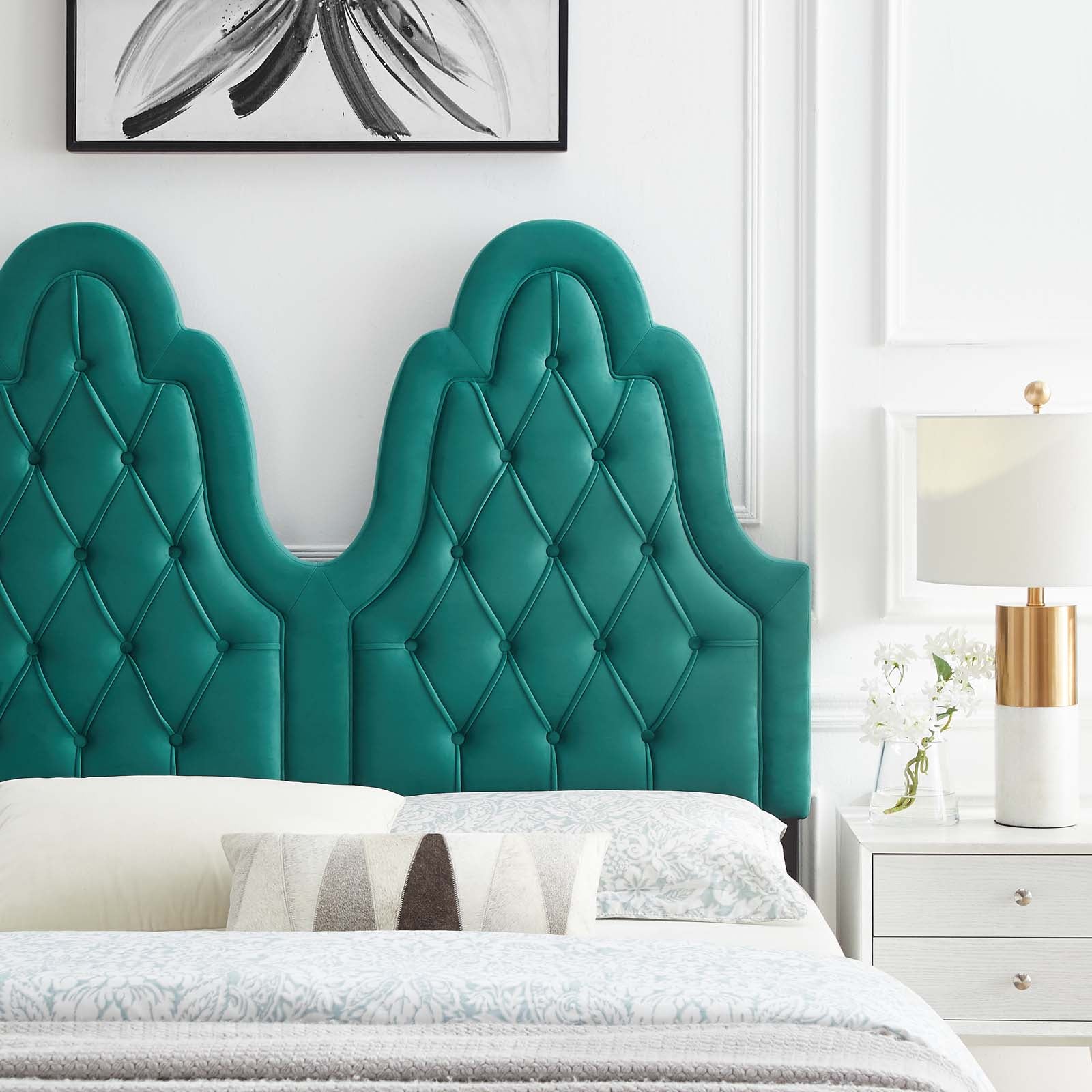 Modway Headboards - Augustine Tufted Performance Velvet Twin Headboard Teal