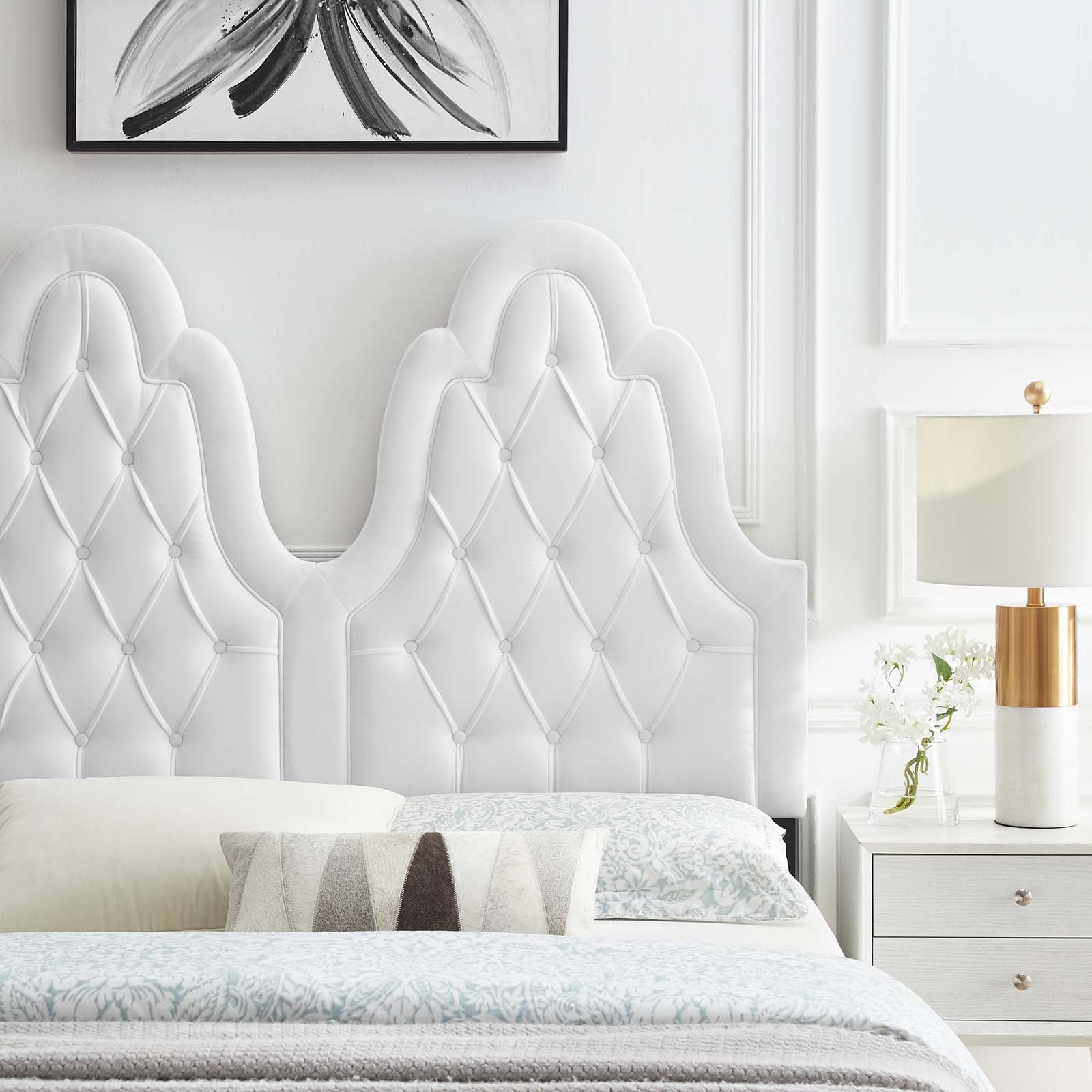 Modway Headboards - Augustine Tufted Performance Velvet Twin Headboard White