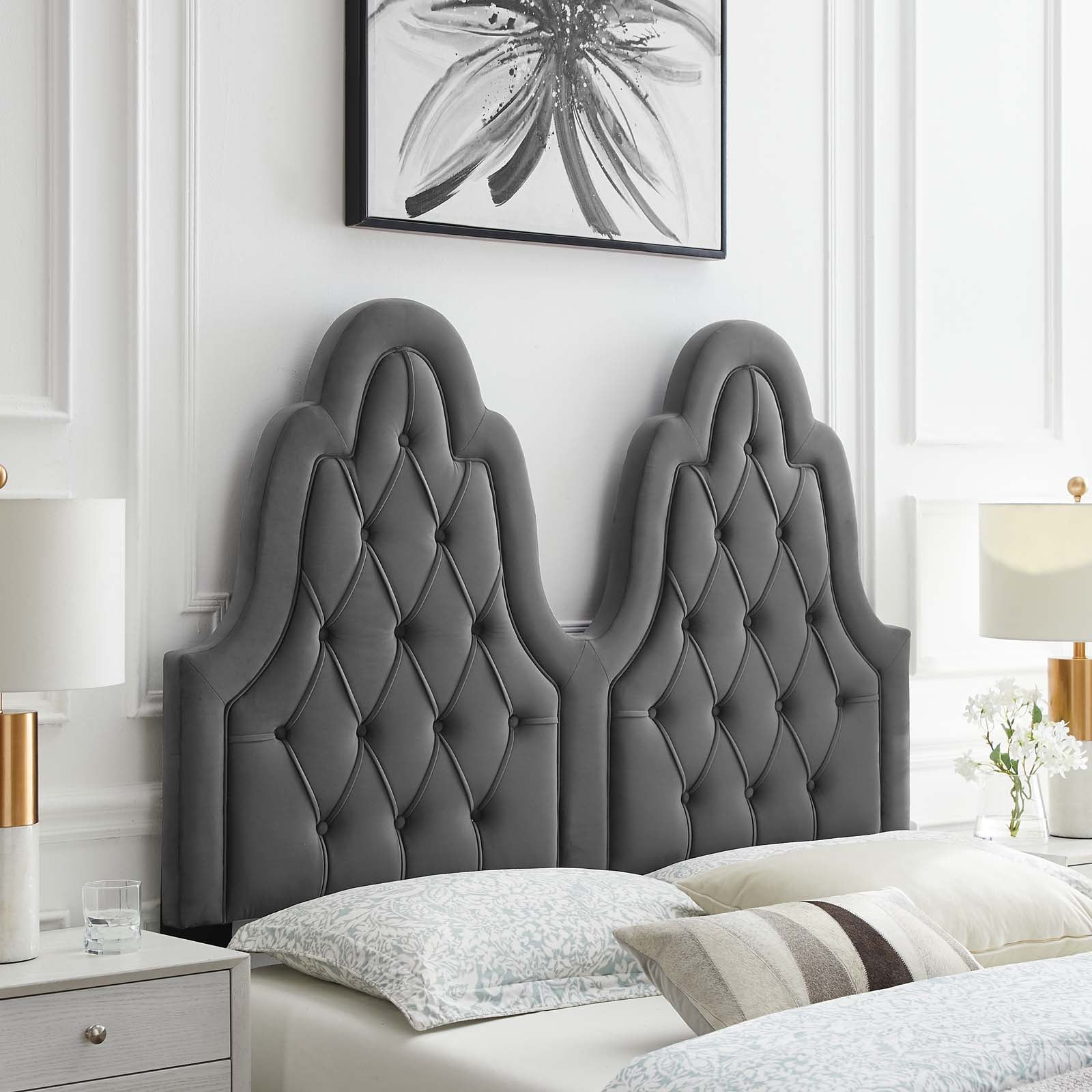 Modway Headboards - Augustine Tufted Performance Velvet King/California King Headboard Charcoal