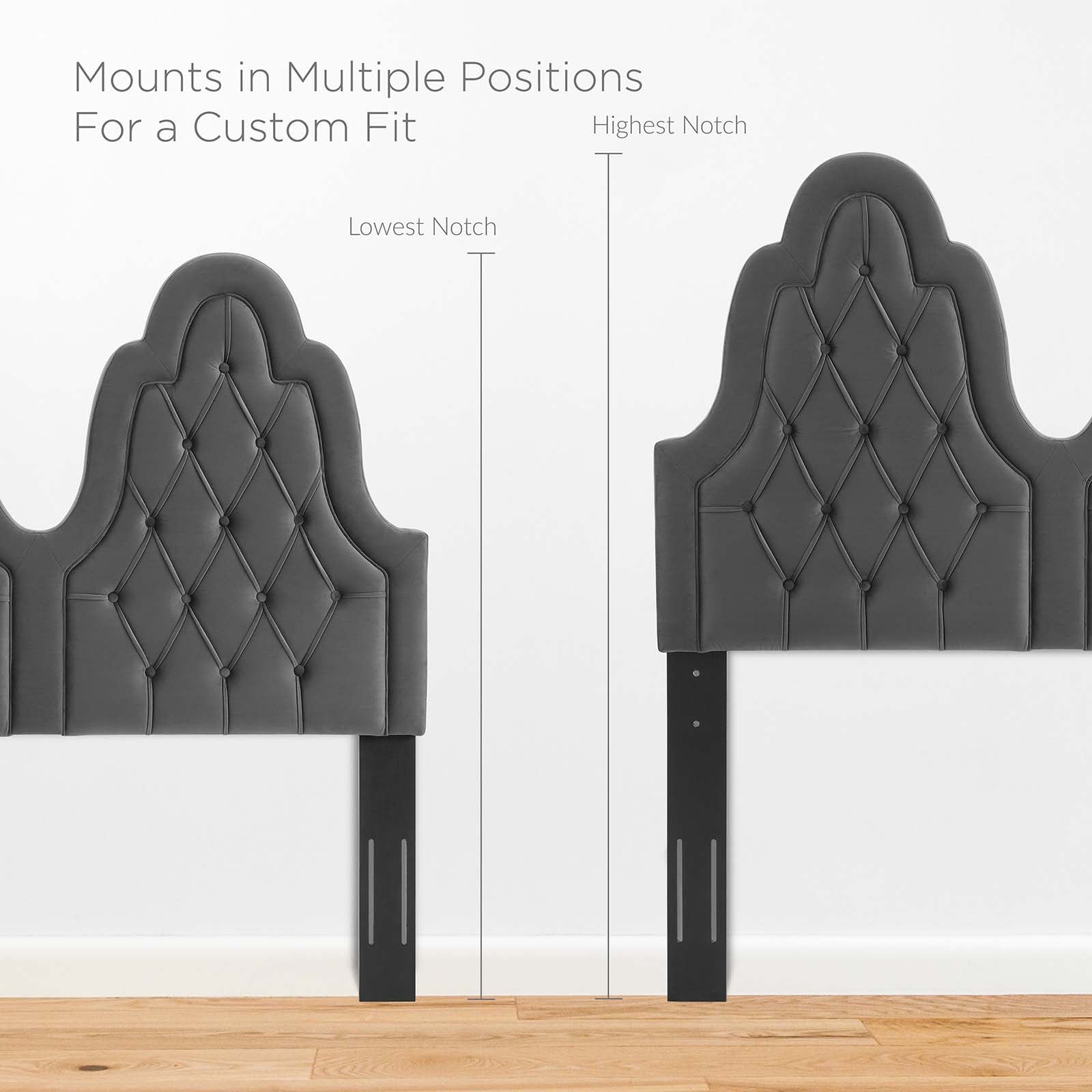 Modway Headboards - Augustine Tufted Performance Velvet King/California King Headboard Charcoal
