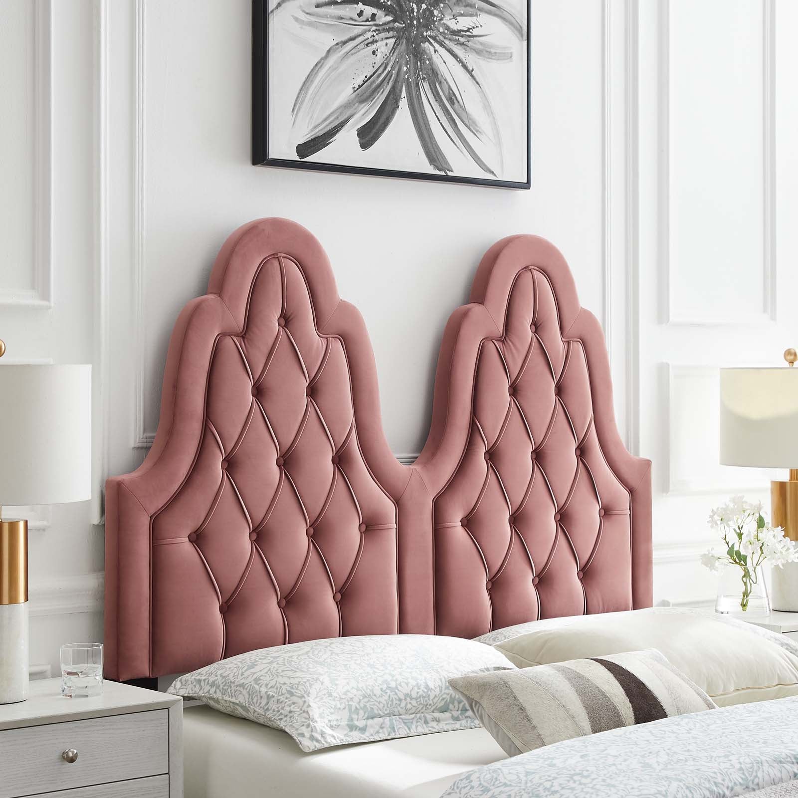 Modway Headboards - Augustine Tufted Performance Velvet King/California King Headboard Dusty Rose