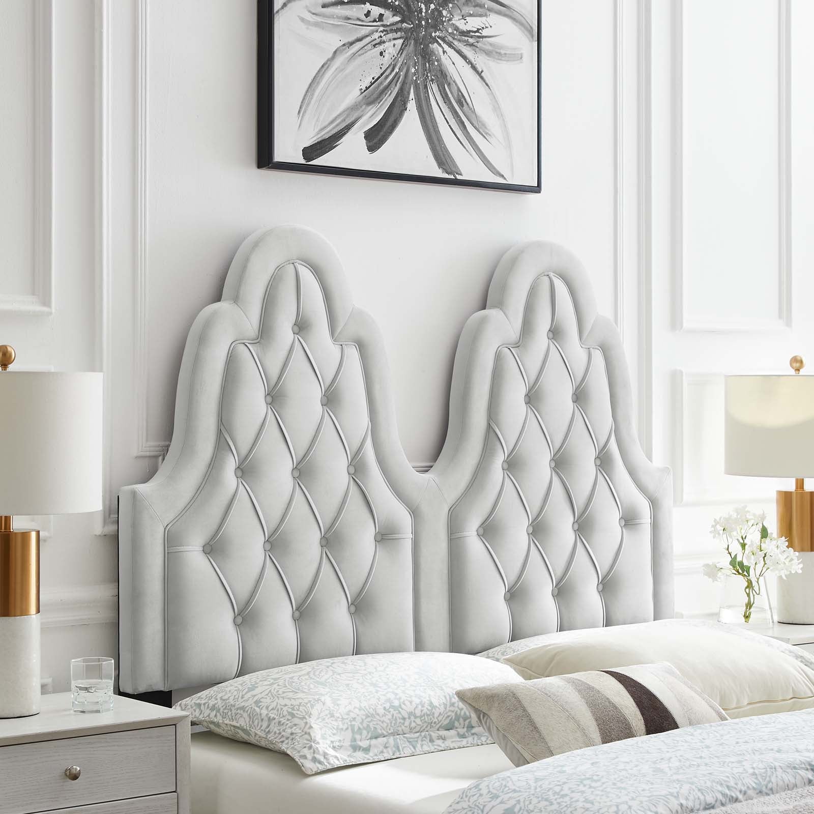 Modway Headboards - Augustine Tufted Performance Velvet King/California King Headboard Light Gray