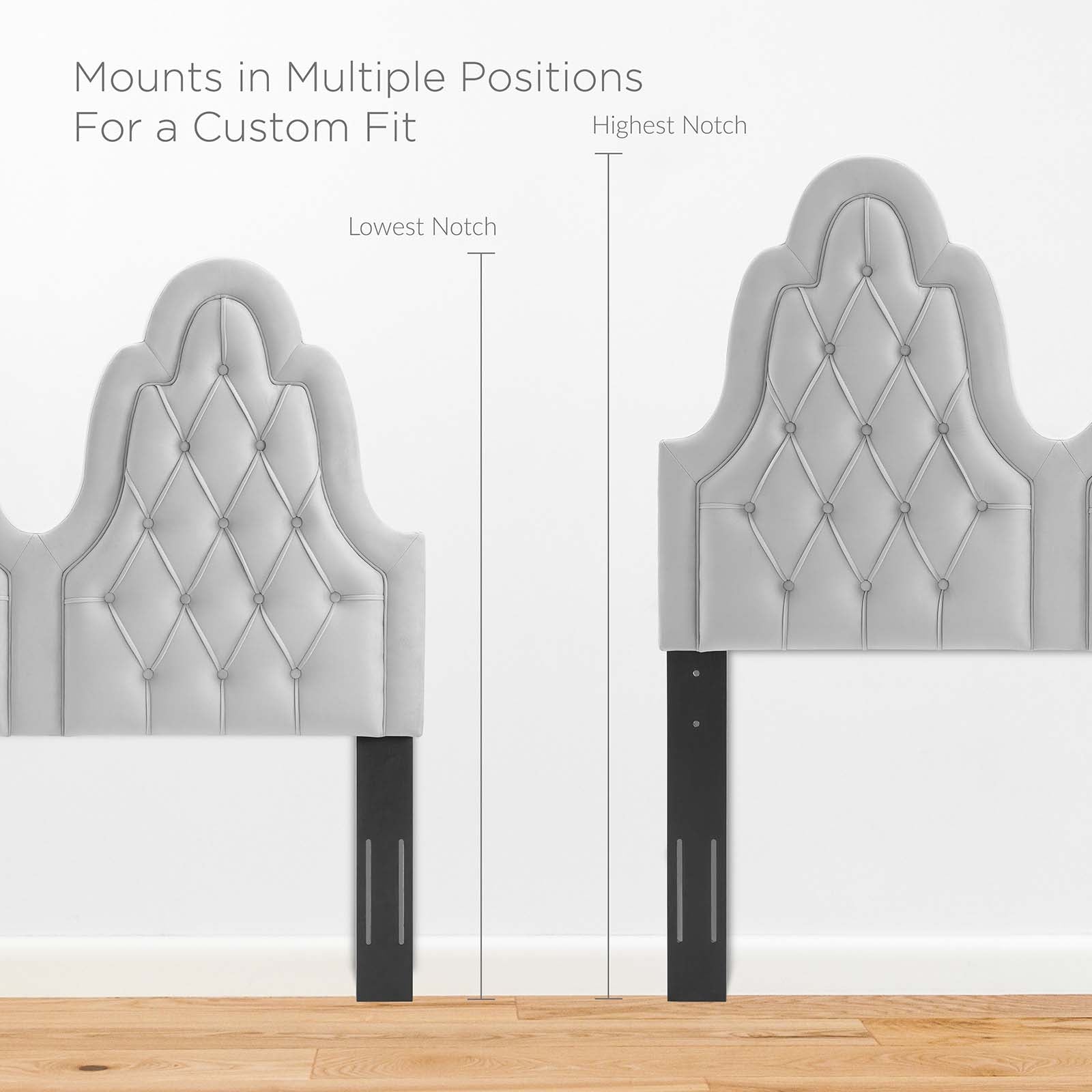 Modway Headboards - Augustine Tufted Performance Velvet King/California King Headboard Light Gray