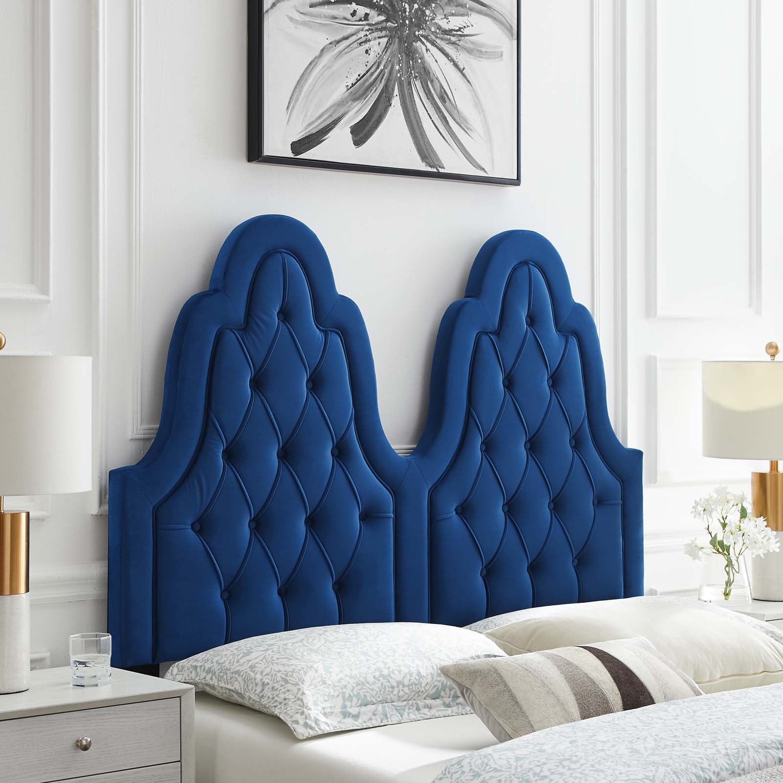 Modway Headboards - Augustine Tufted Performance Velvet King/California King Headboard Navy