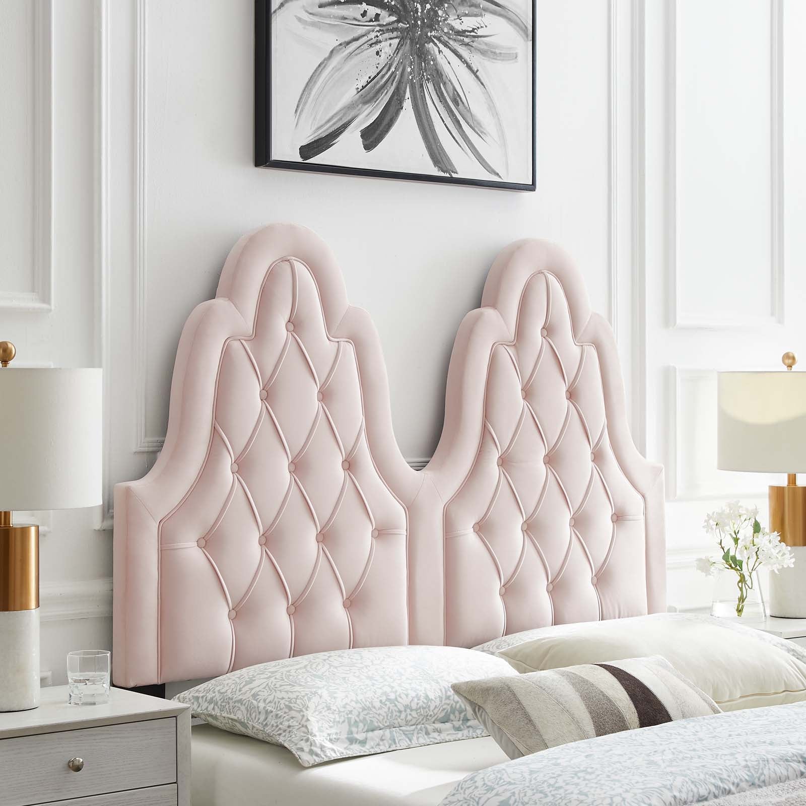 Modway Headboards - Augustine Tufted Performance Velvet King/California King Headboard Pink