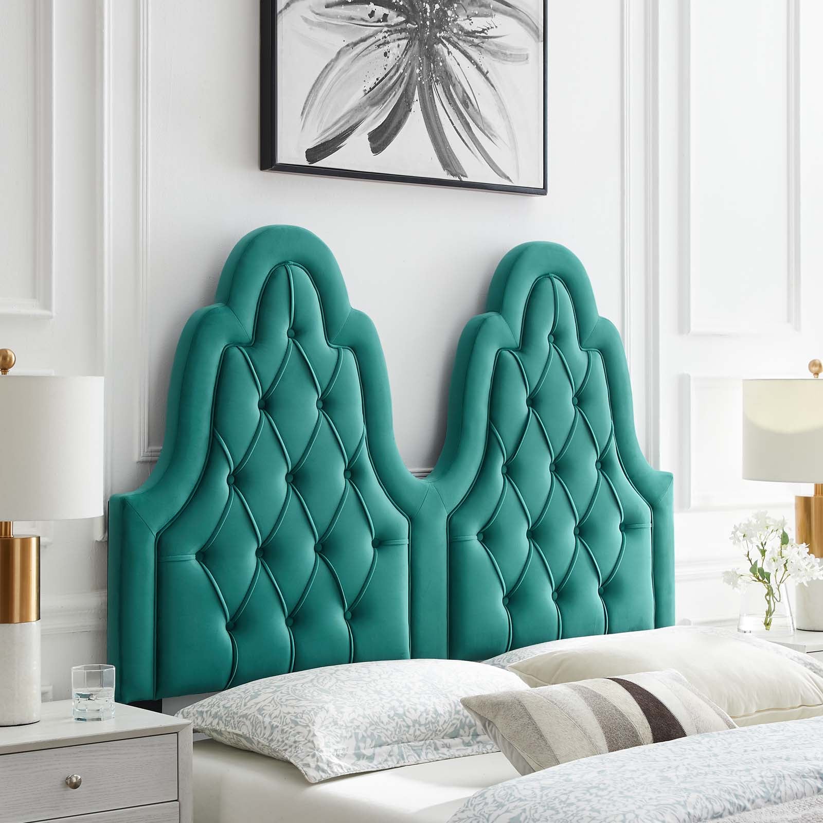 Modway Headboards - Augustine Tufted Performance Velvet King/California King Headboard Teal
