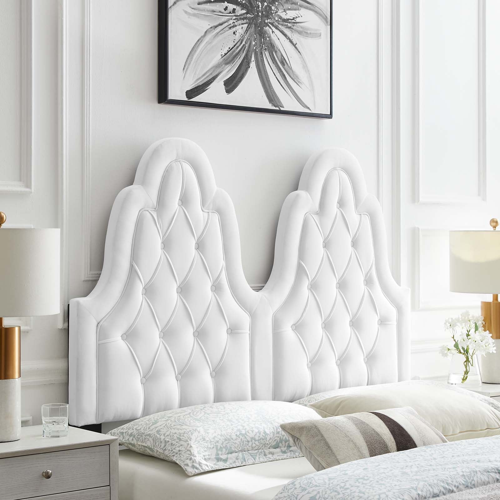 Modway Headboards - Augustine Tufted Performance Velvet King/California King Headboard White