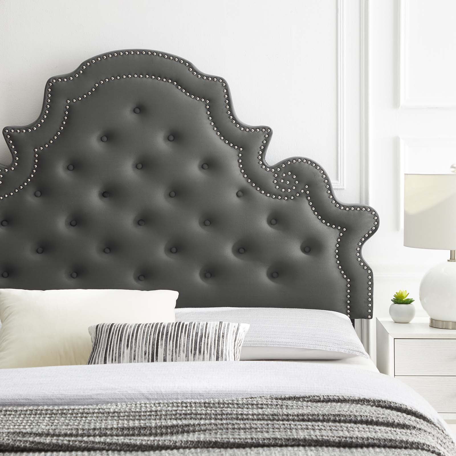 Modway Headboards - Diana Tufted Performance Velvet Twin Headboard Charcoal