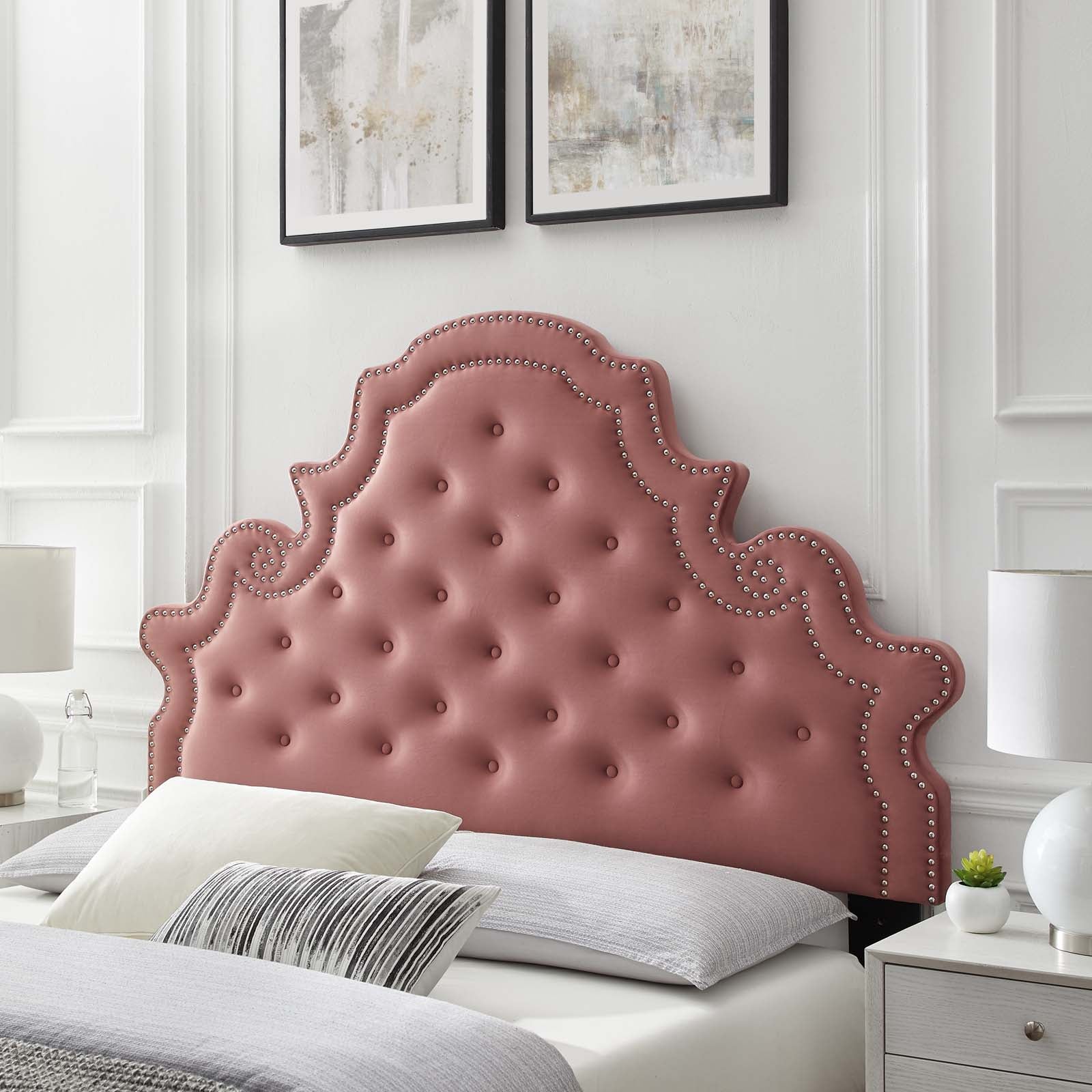 Modway Headboards - Diana Tufted Performance Velvet King/California King Headboard Dusty Rose