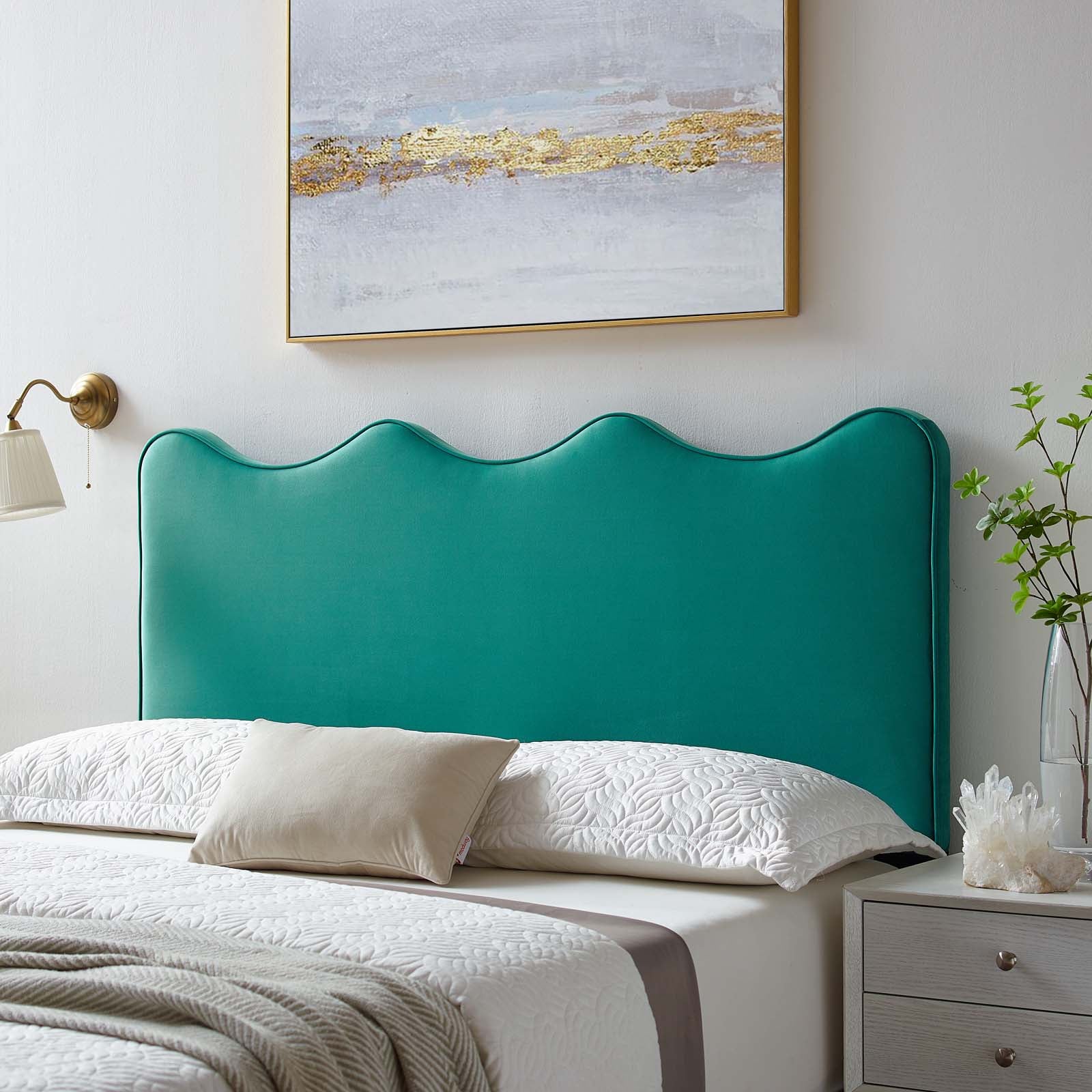 Modway Headboards - Athena Performance Velvet Twin Headboard Teal