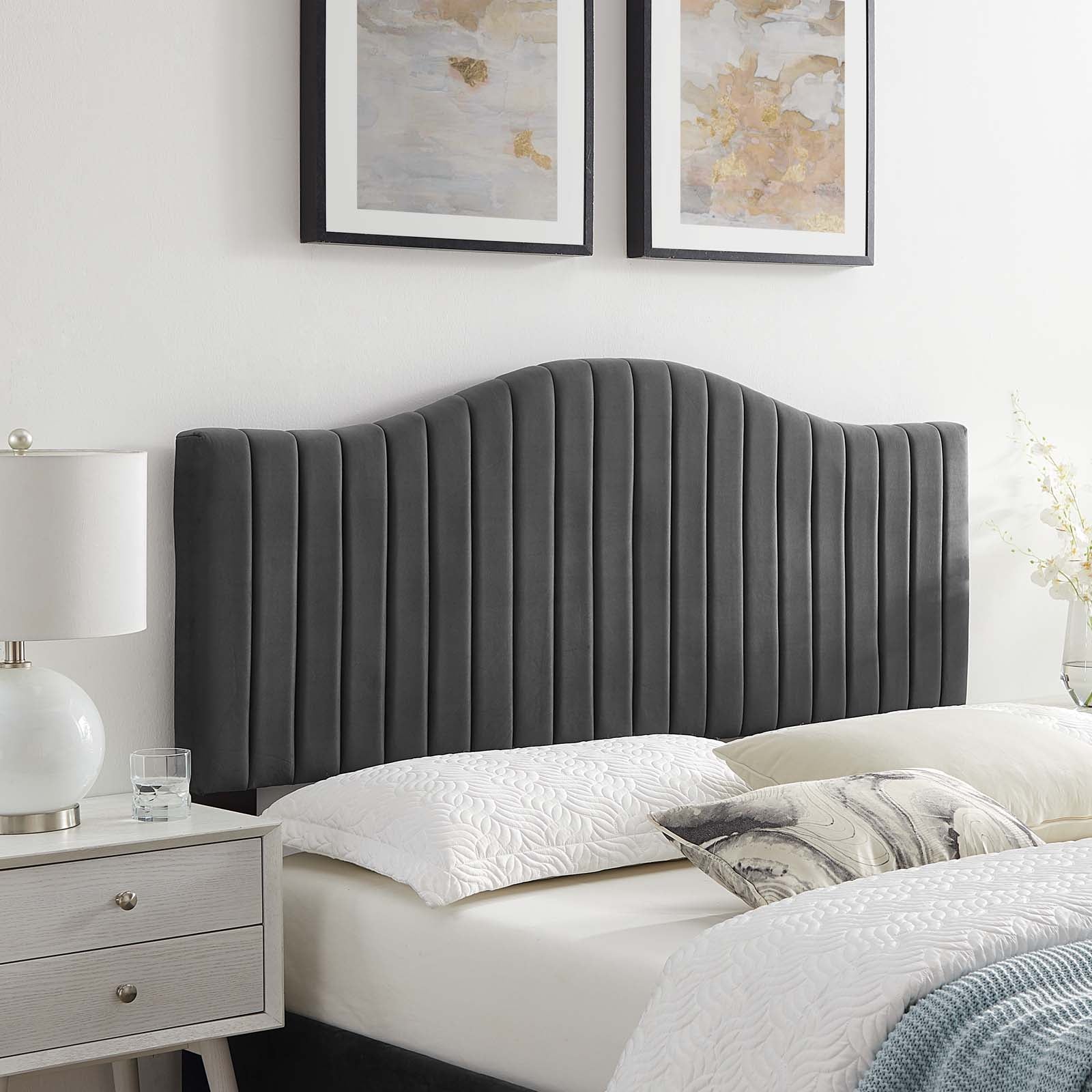 Modway Headboards - Brielle Channel Tufted Twin Headboard Charcoal