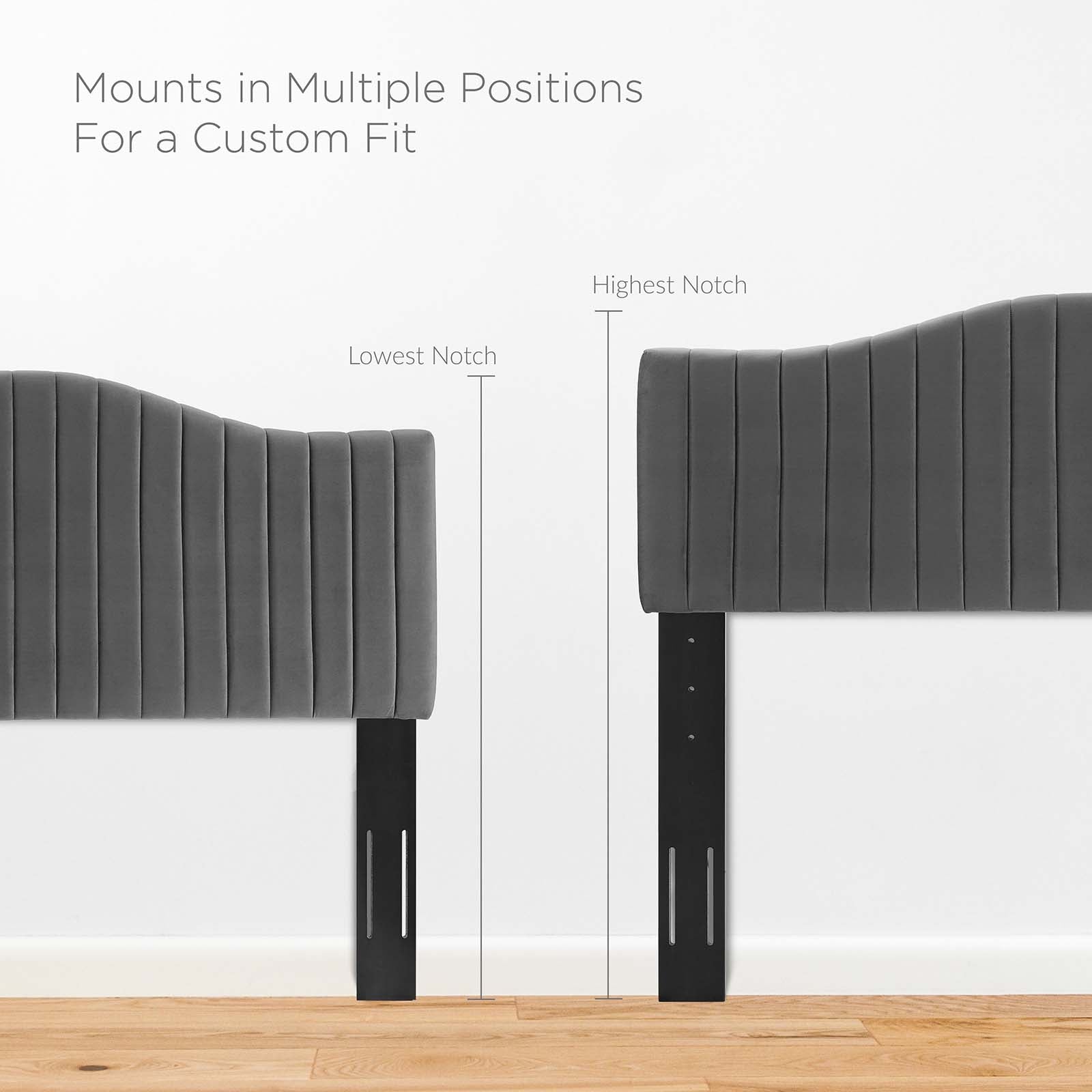Modway Headboards - Brielle Channel Tufted Twin Headboard Charcoal