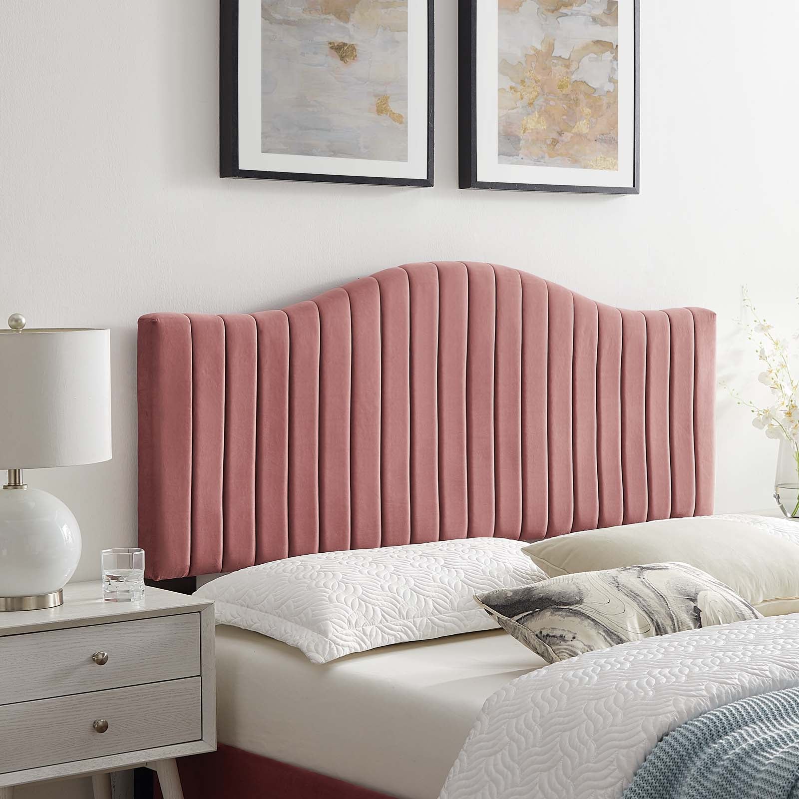 Modway Headboards - Brielle Channel Tufted King/California King Headboard Dusty Rose