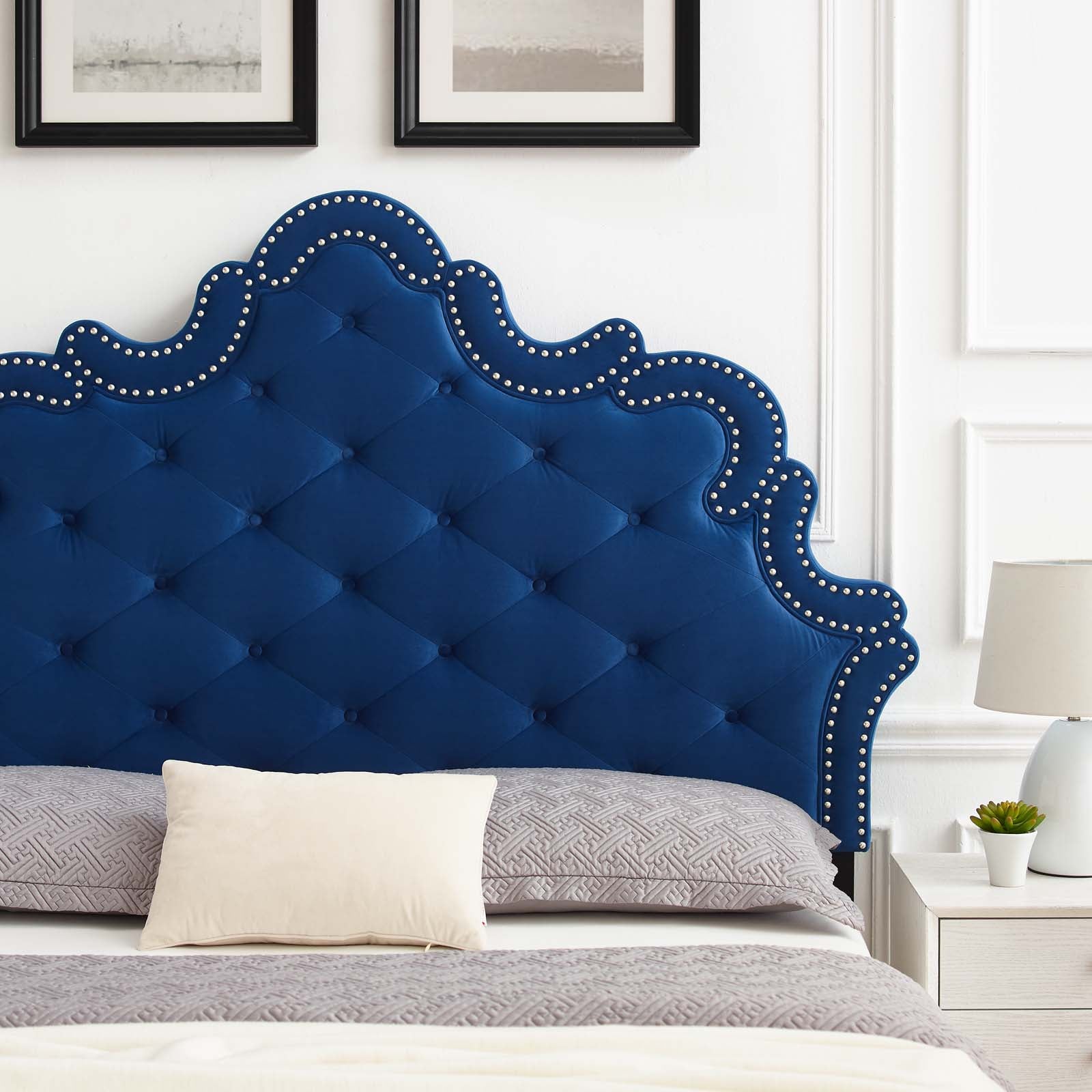 Modway Headboards - Arabella Button-Tufted Performance Velvet Twin Headboard Navy