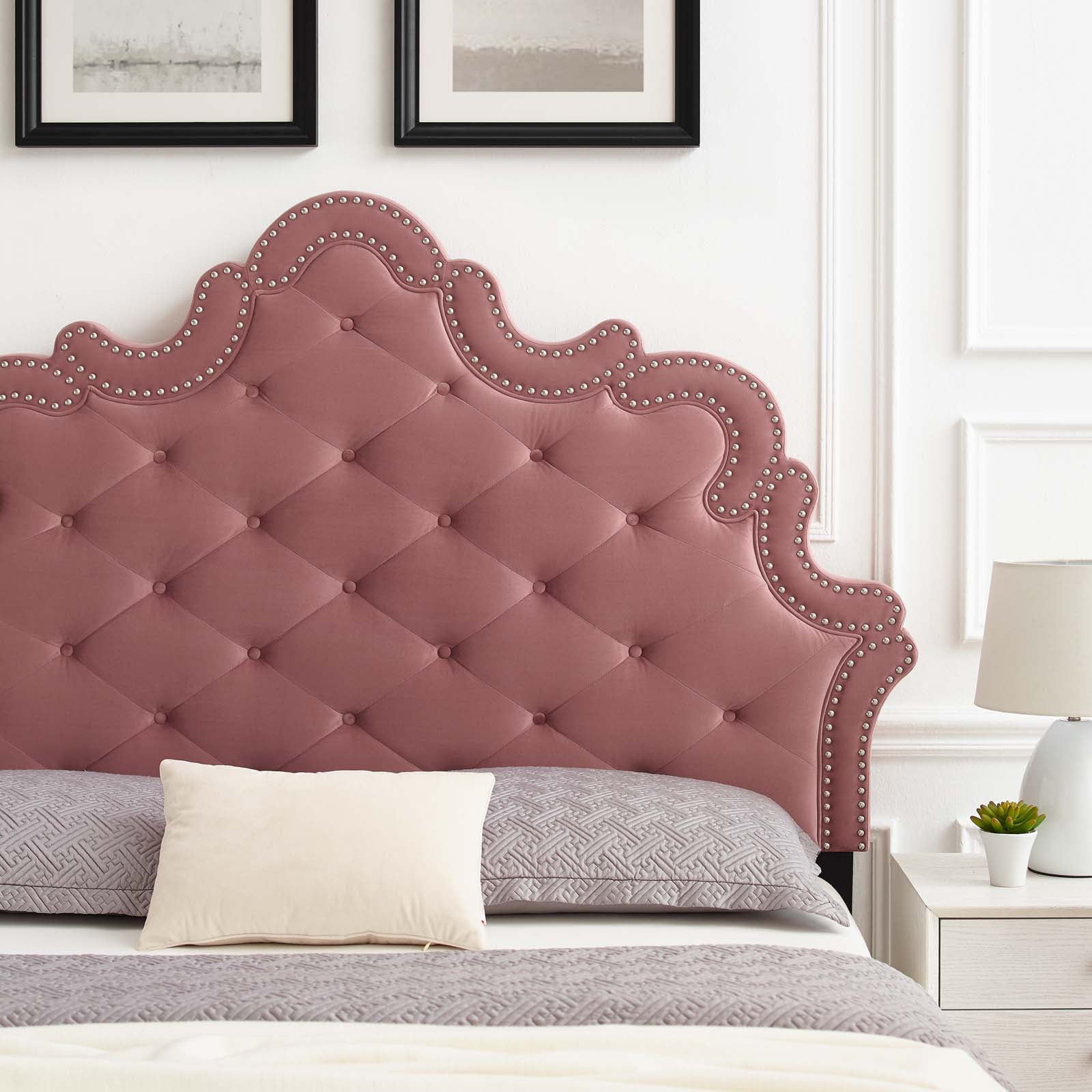 Modway Headboards - Arabella Button-Tufted Performance Velvet King/California King Headboard Dusty Rose