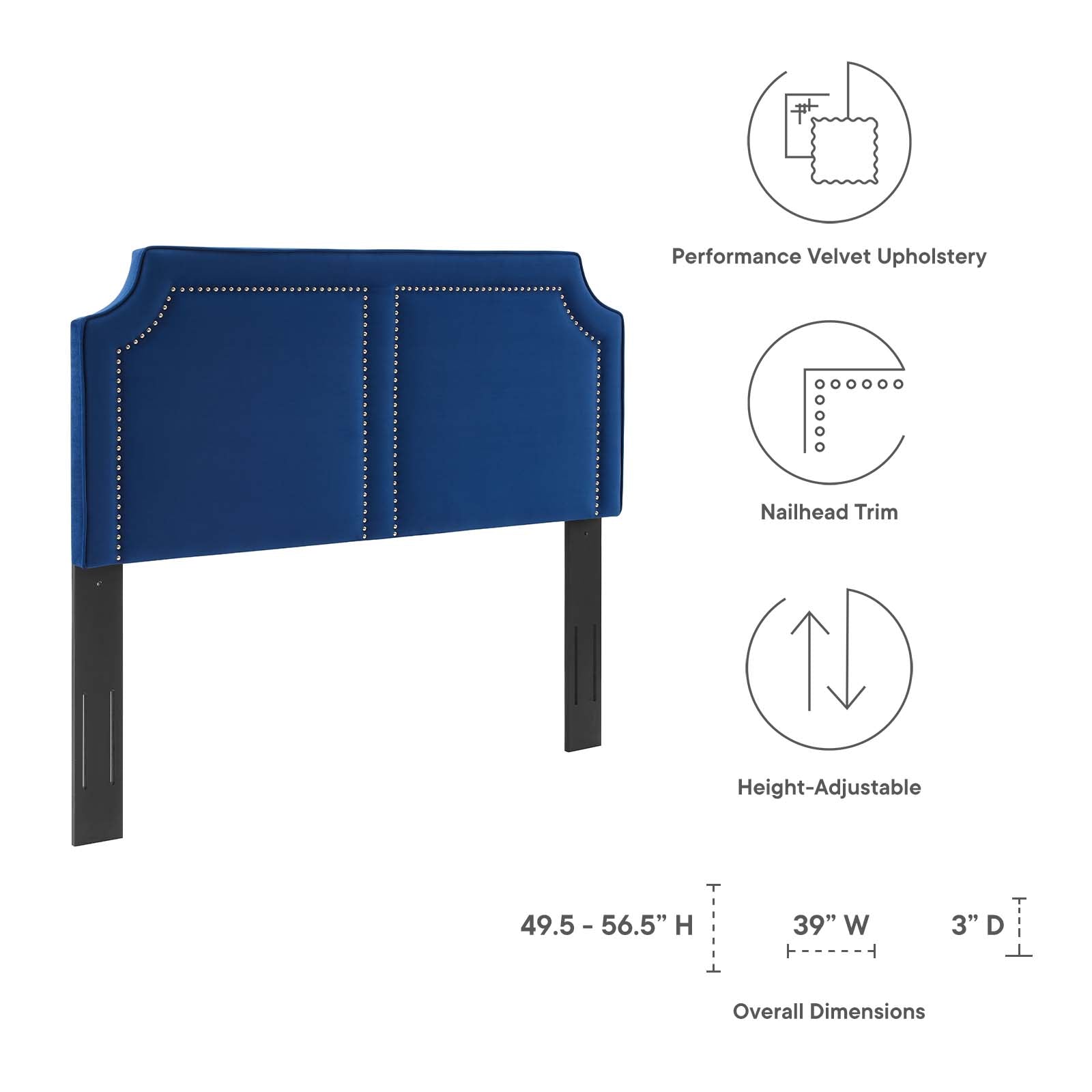 Modway Headboards - Cynthia Performance Velvet Twin Headboard Navy