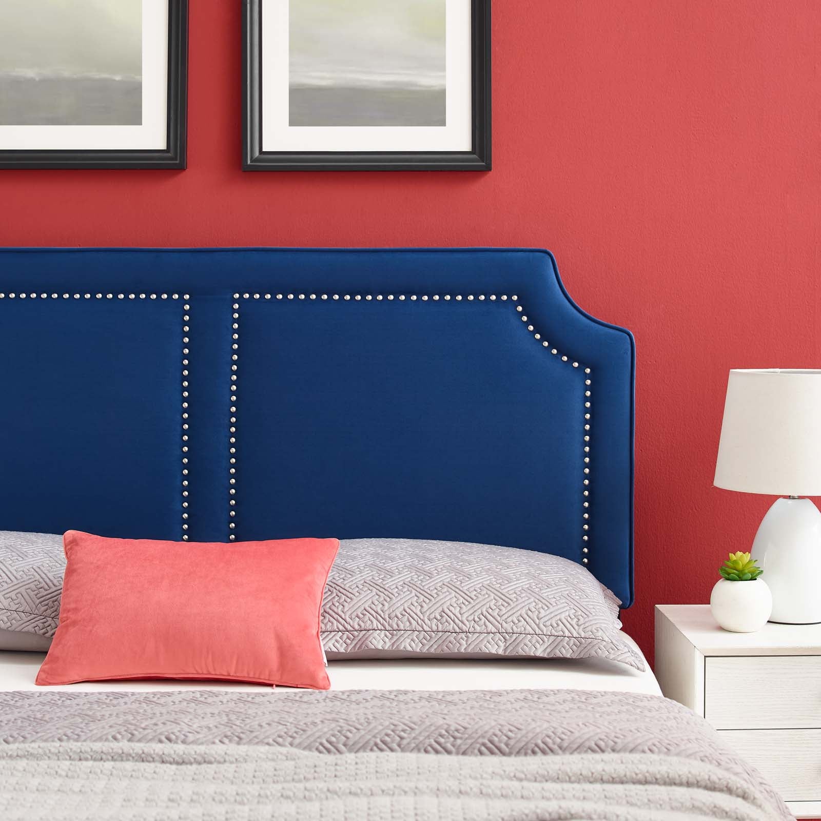 Modway Headboards - Cynthia Performance Velvet King/California King Headboard Navy
