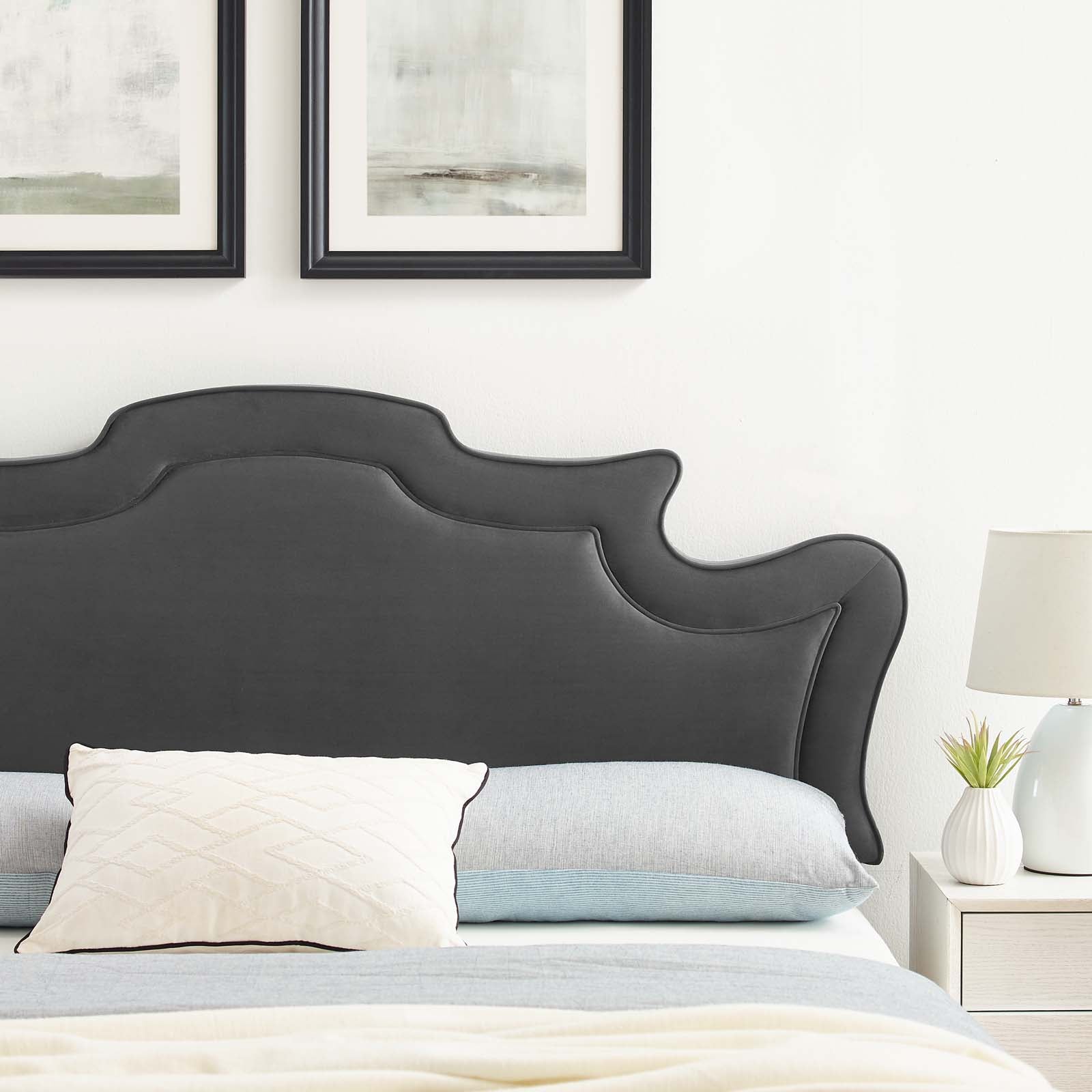 Modway Headboards - Evangeline Performance Velvet Full/Queen Headboard Charcoal
