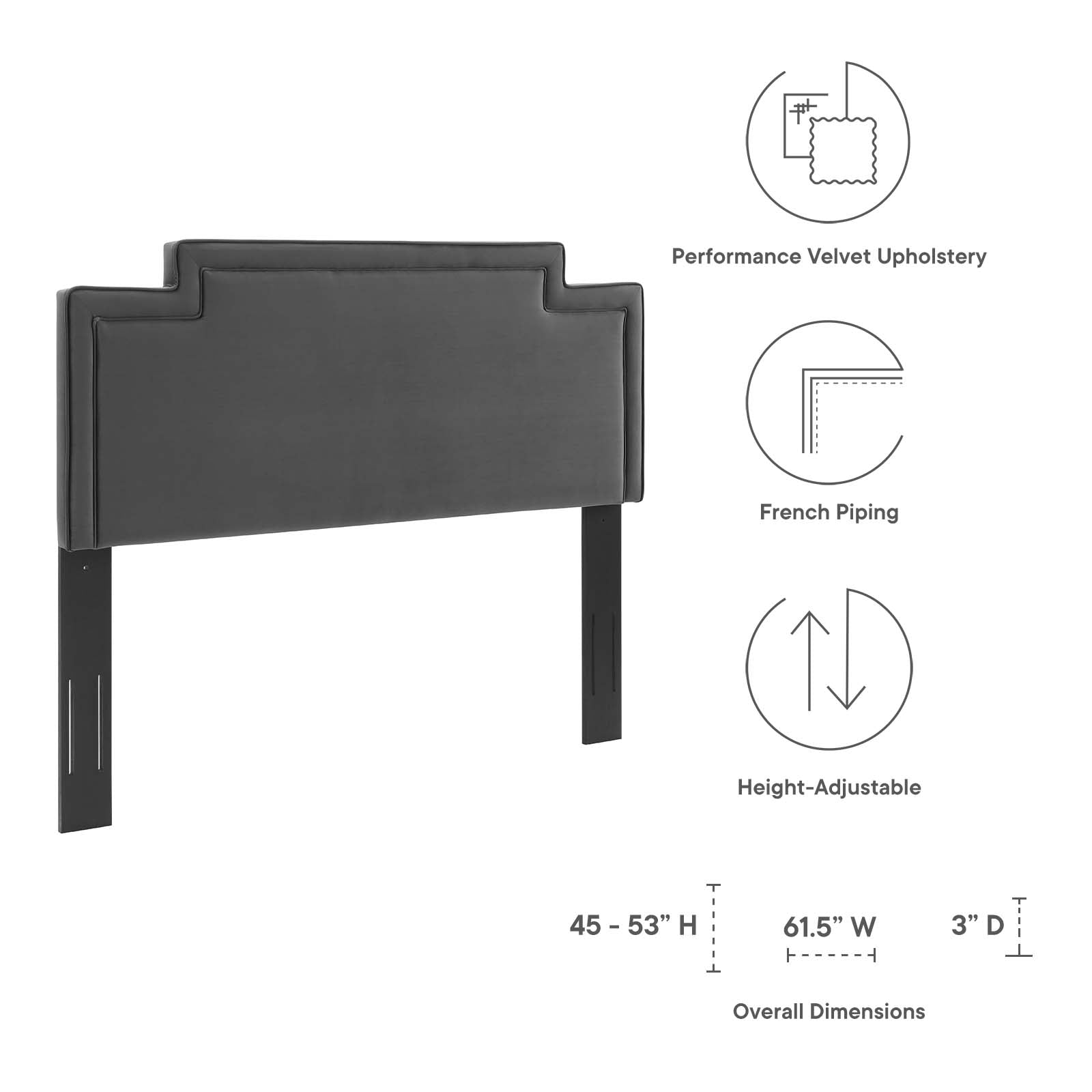 Modway Headboards - Transfix Performance Velvet Full/Queen Headboard Charcoal