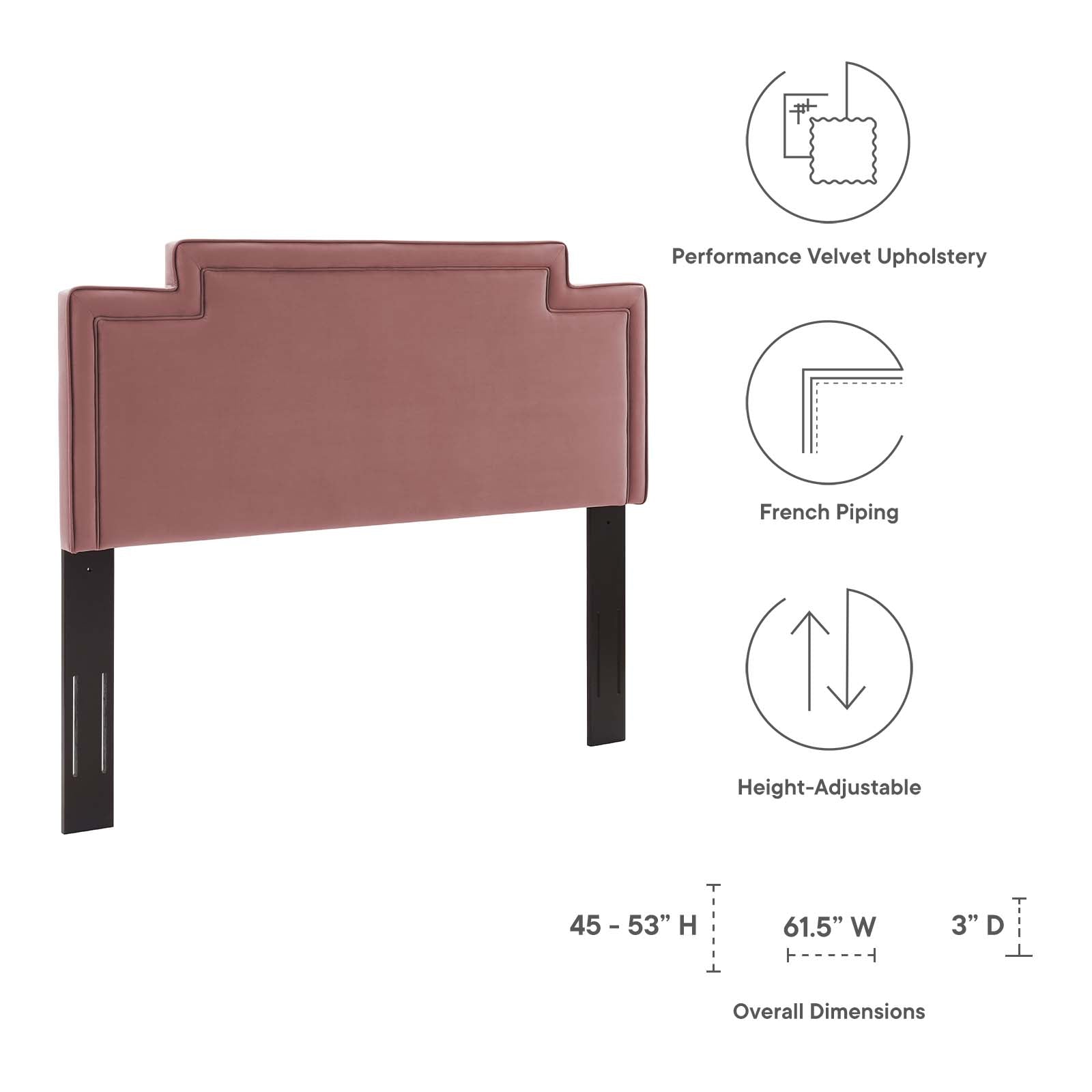 Modway Headboards - Transfix Performance Velvet Full/Queen Headboard Dusty Rose