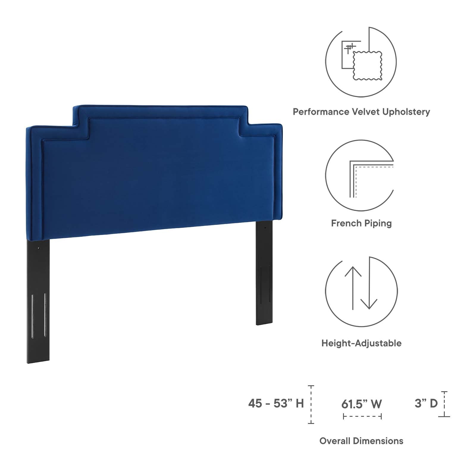 Modway Headboards - Transfix Performance Velvet Full/Queen Headboard Navy