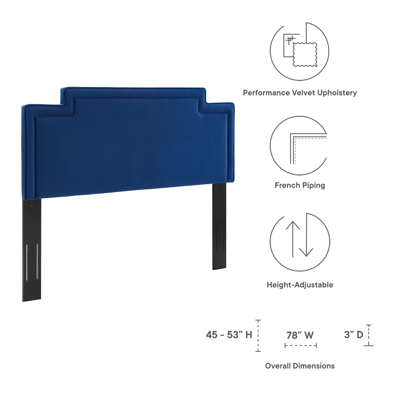 Modway Headboards - Transfix Performance Velvet King/California King Headboard Navy
