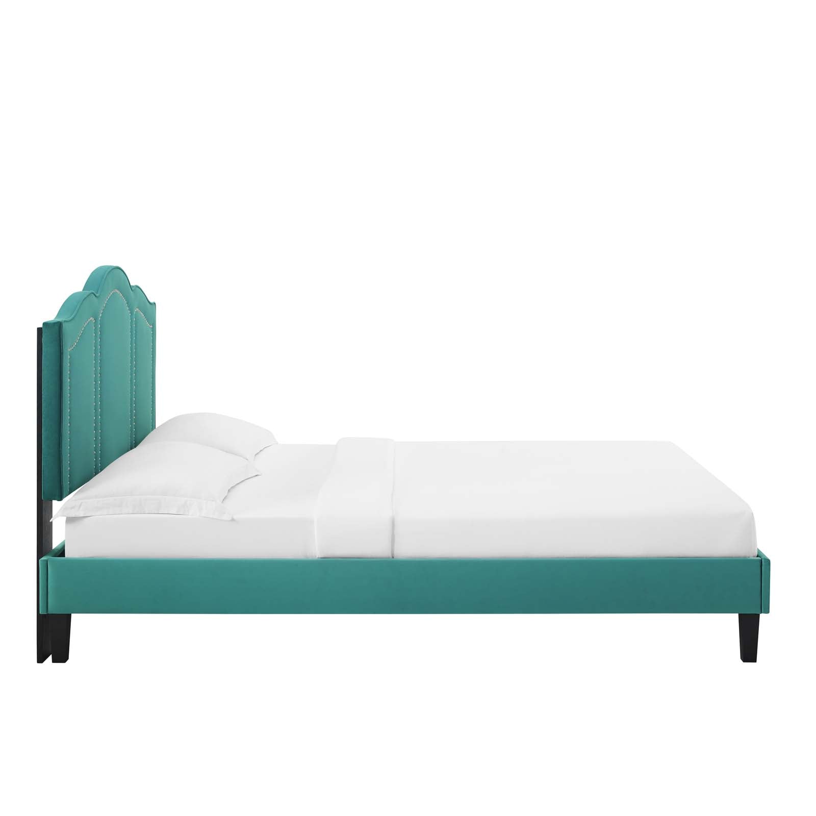Modway Headboards - Emerson Performance Velvet Queen Platform Bed Teal